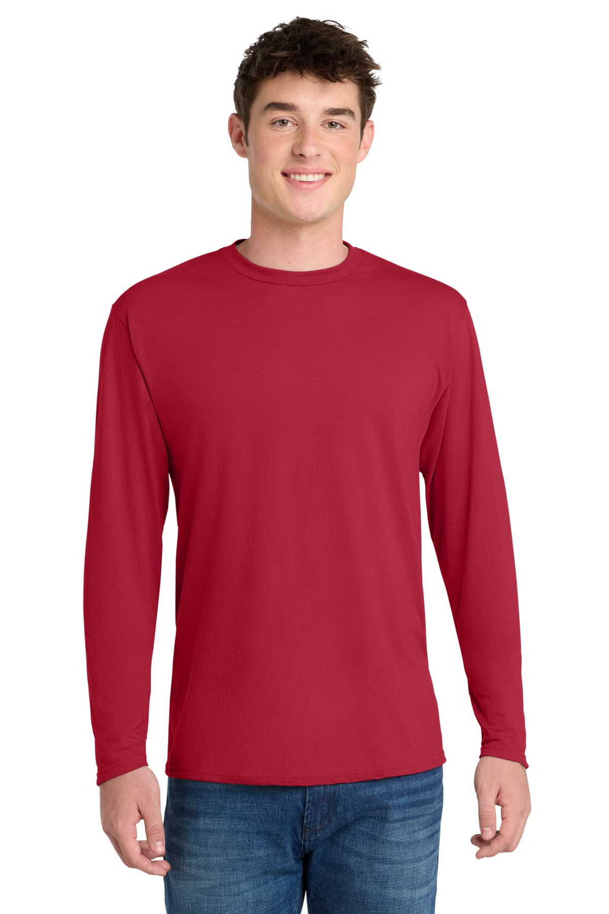 Port & Co  Long Sleeve Performance Blend Tee — Red