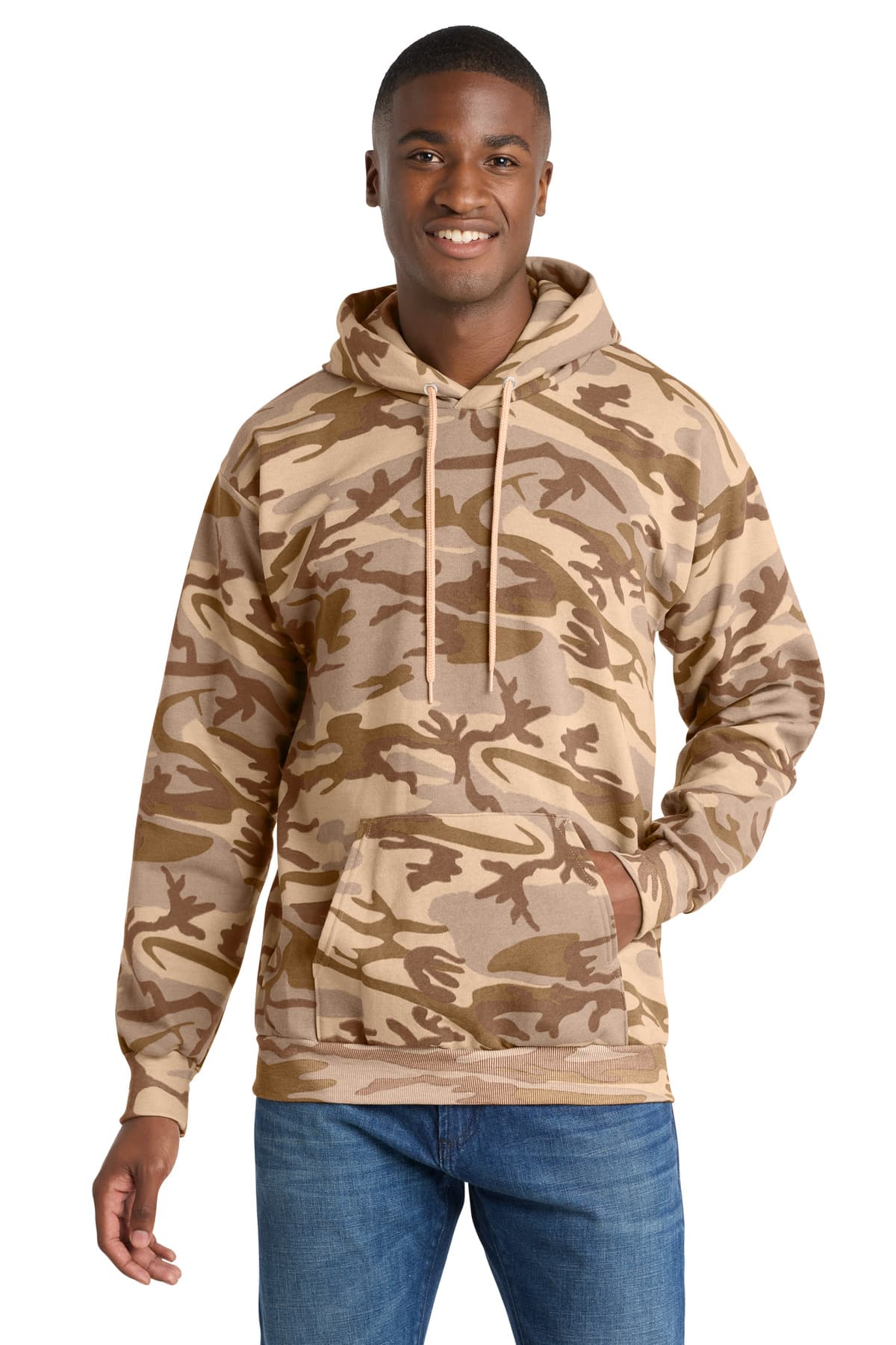 Port & Co  Core Fleece Camo Pullover Hooded Sweatshirt — Desert Camo
