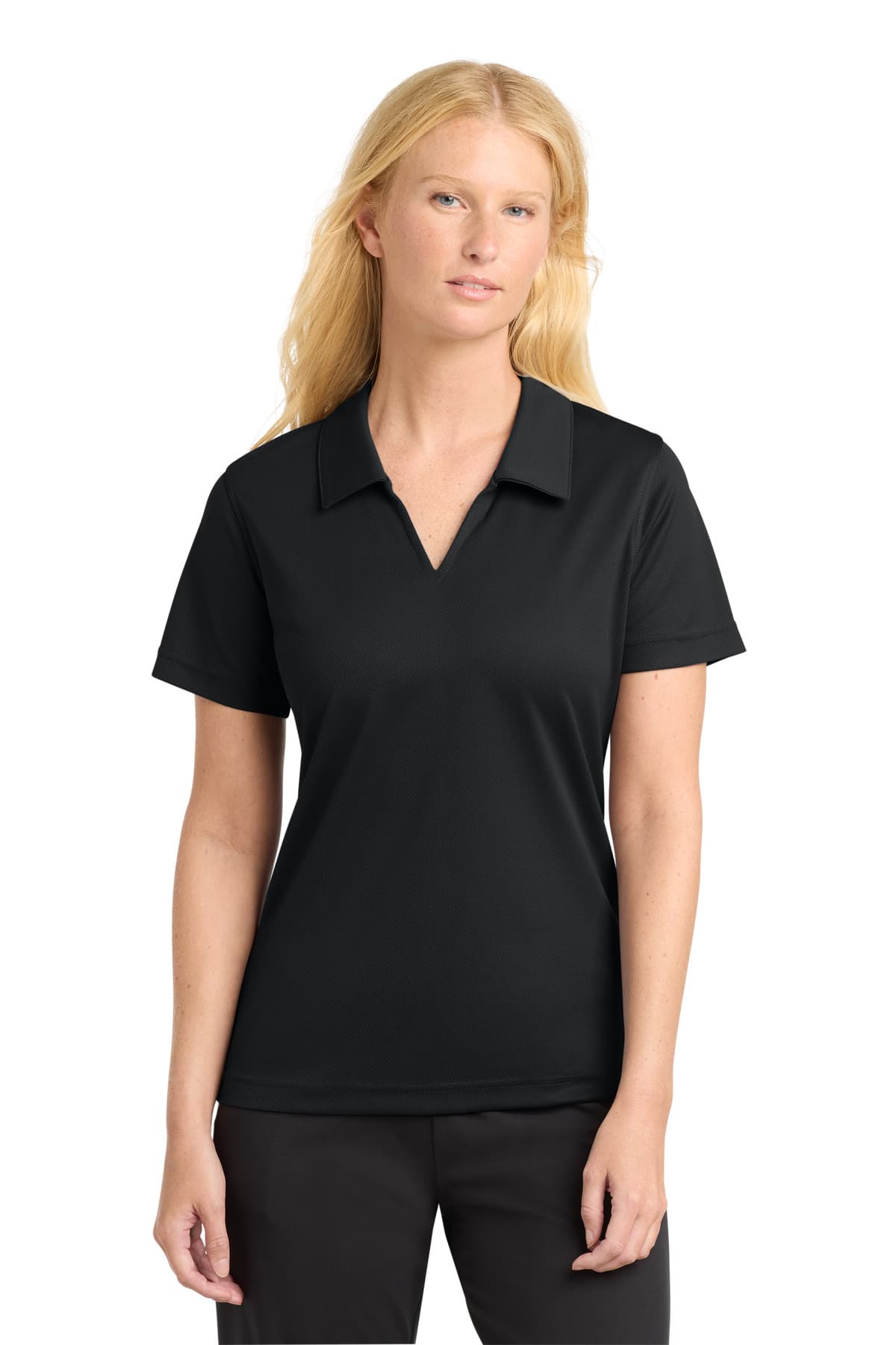 Sport-Tek ® Women's Dri-Mesh ® V-Neck Polo — Black