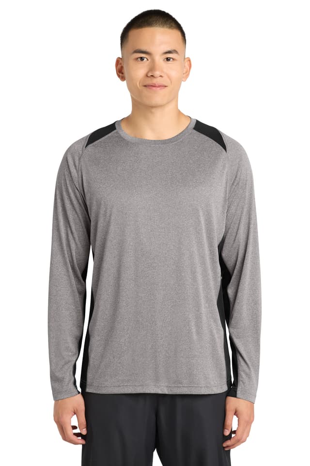Sport-Tek ® Long Sleeve Heather Colorblock Contender  Tee