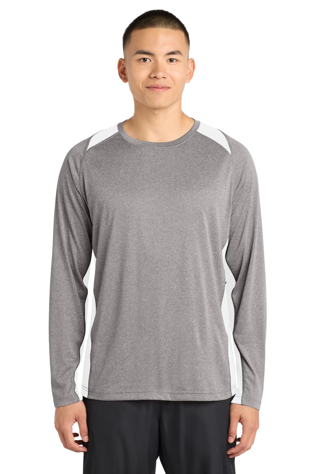 Sport-Tek ® Long Sleeve Heather Colorblock Contender  Tee