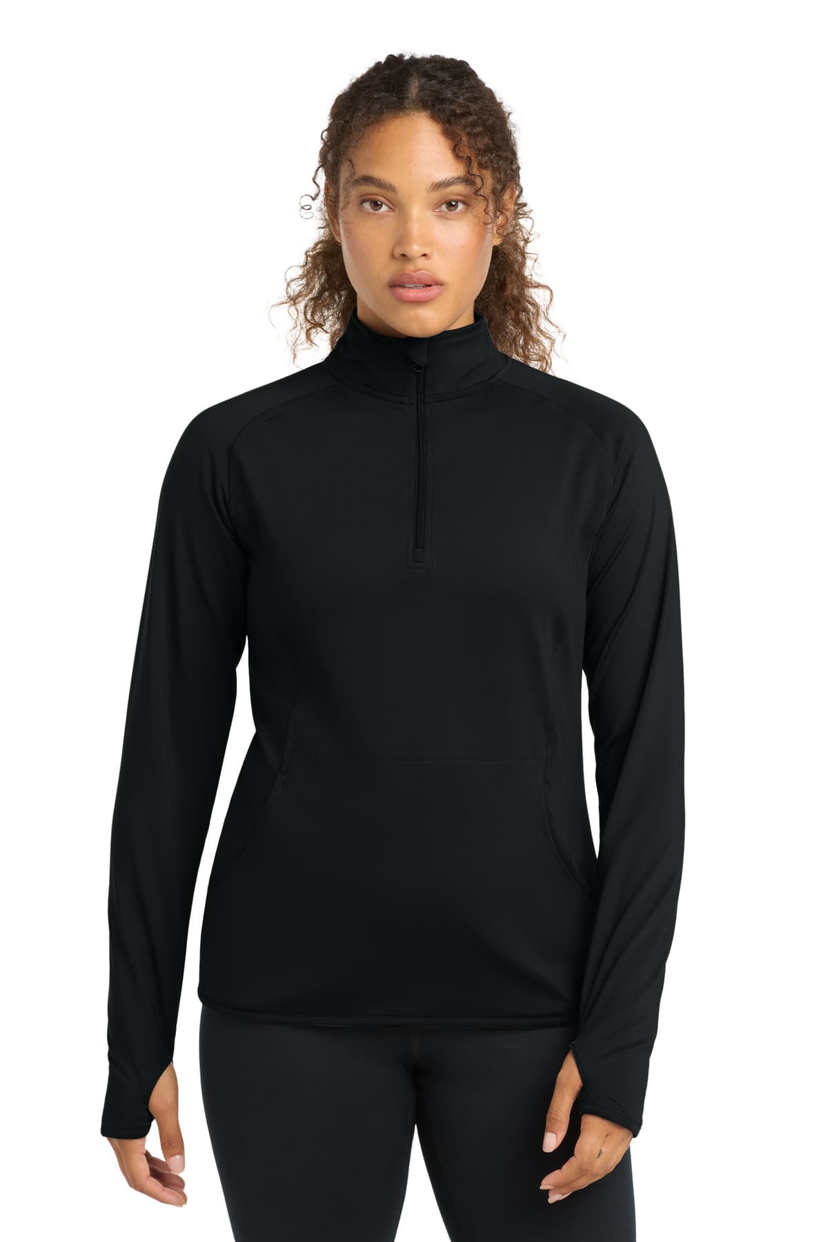 Sport-Tek ® Women's Sport-Wick ® Stretch 1/4-Zip Pullover — Black