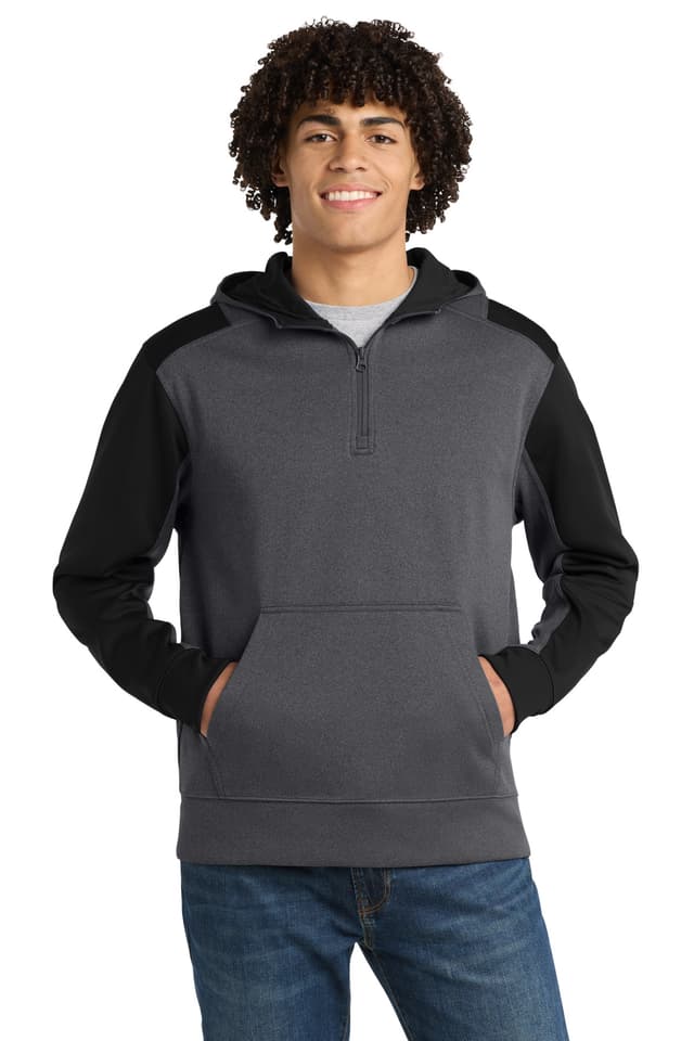 Sport-Tek ® Tech Fleece Colorblock 1/4-Zip Hooded Sweatshirt