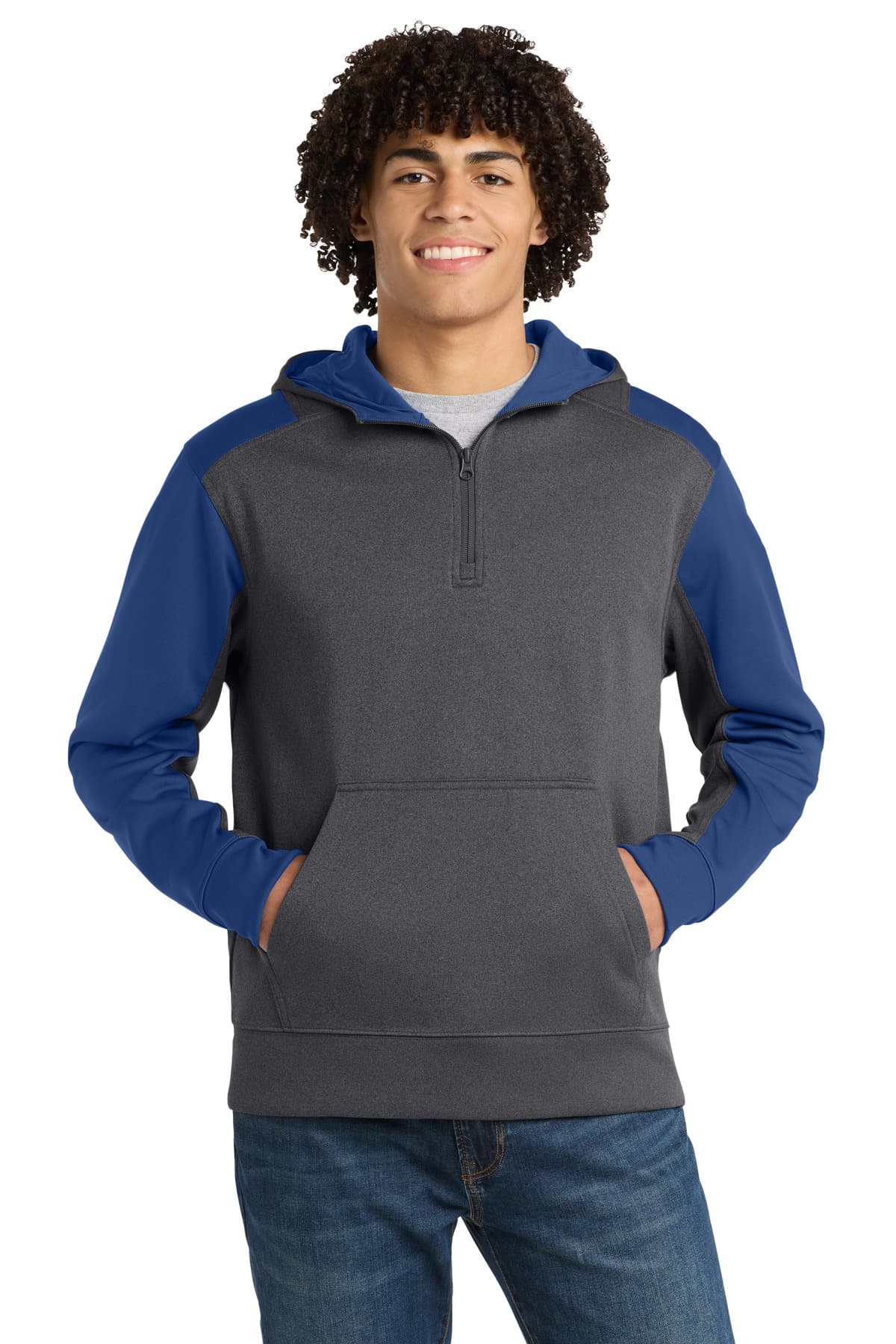 Sport-Tek ® Tech Fleece Colorblock 1/4-Zip Hooded Sweatshirt