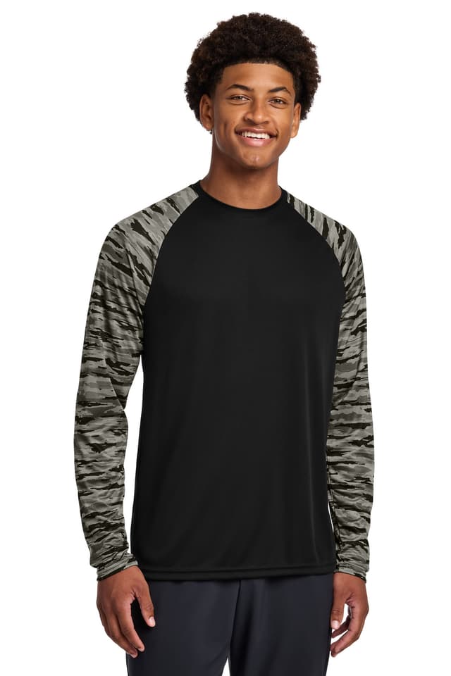 Sport-Tek ® Drift Camo Colorblock Long Sleeve Tee
