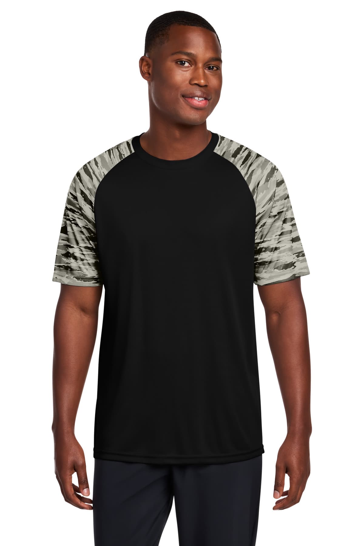 Sport-Tek ® Drift Camo Colorblock Tee — Black