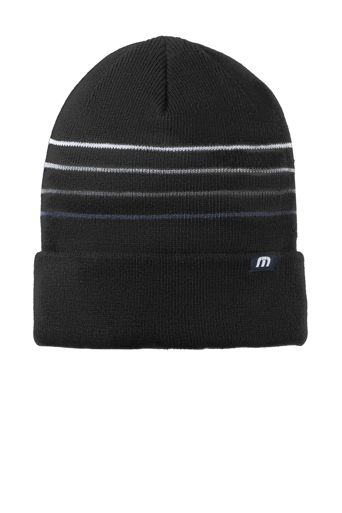TravisMathew Striped Cuffed Beanie — Black