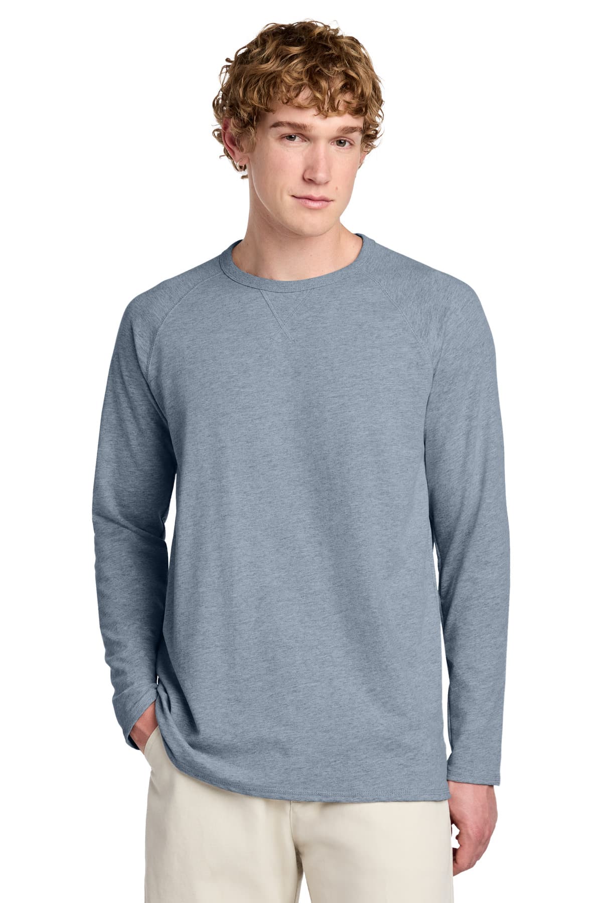 District ® Featherweight French Terry  Long Sleeve Crewneck — Flint Blue Heather