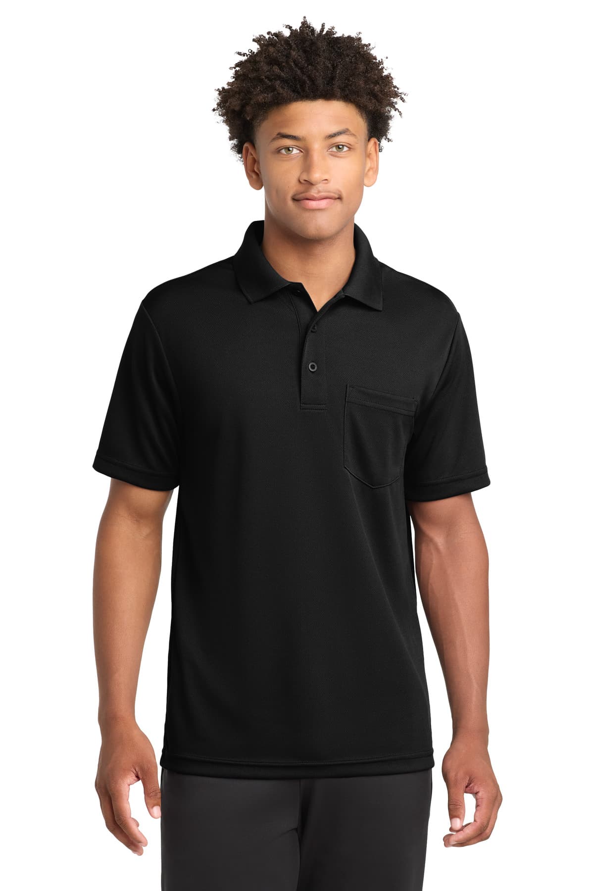 Sport-Tek ® PosiCharge ® RacerMesh ® Pocket Polo — Black