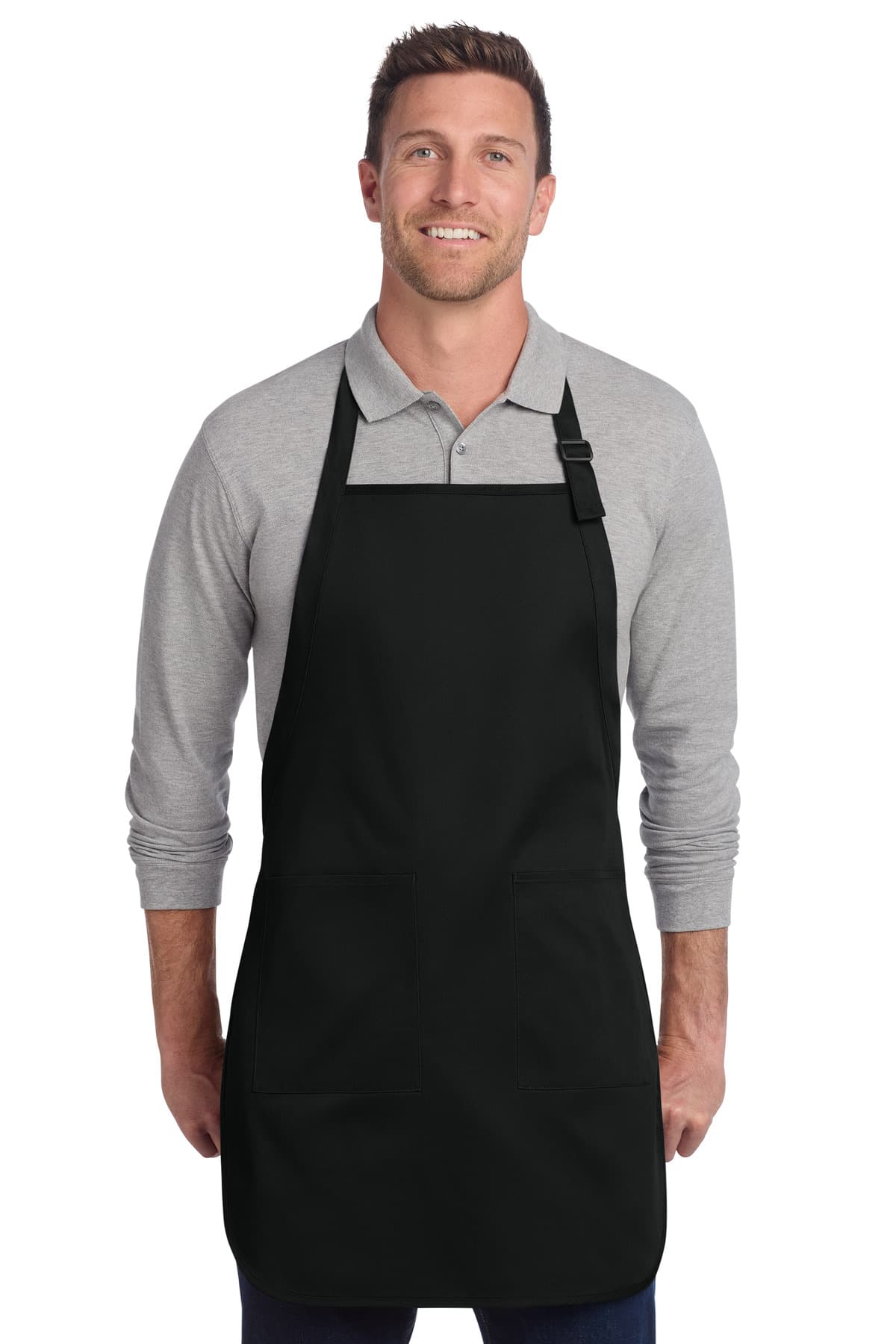 Port Authority ® Full-Length Two-Pocket Bib Apron — Black