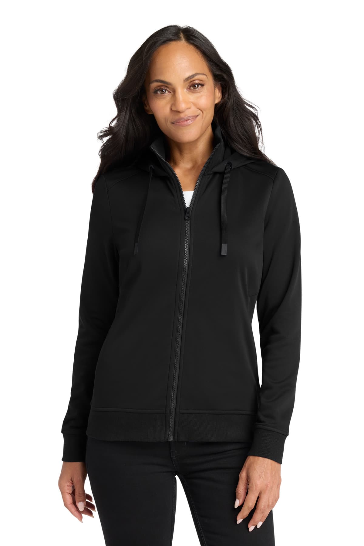 Port Authority ® Women's Smooth Fleece Hooded Jacket — Deep Black