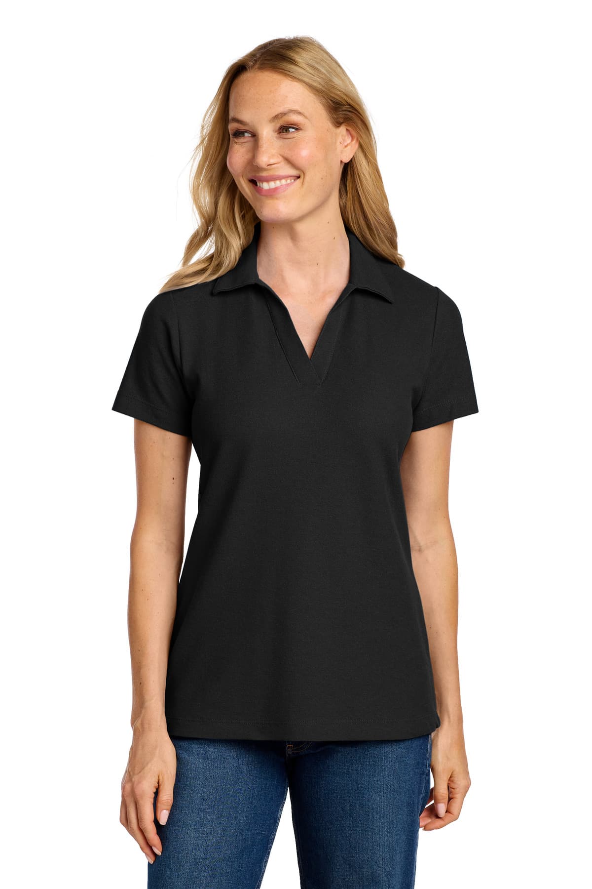 Port Authority ® Women's C-FREE ® Cotton Blend Pique Polo — Black