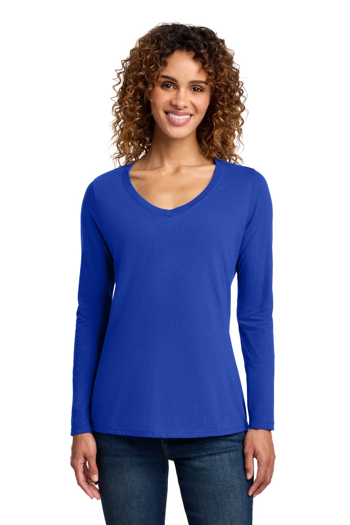 Port & Co  Women's Long Sleeve Fan Favorite V-Neck Tee — True Royal