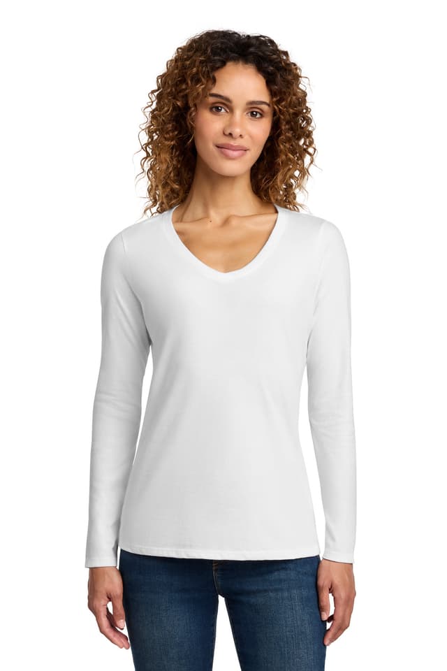 Port & Co  Women's Long Sleeve Fan Favorite V-Neck Tee