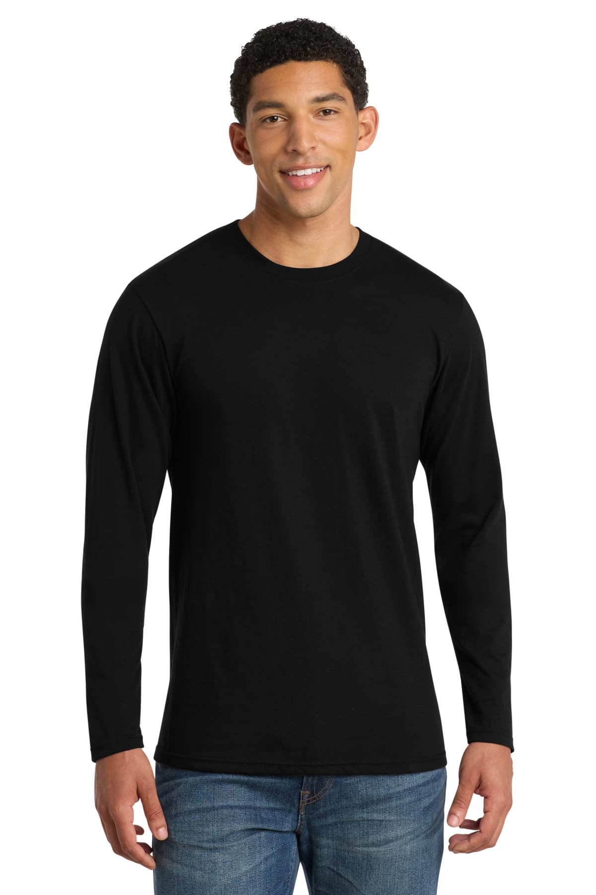 Port & Co  Long Sleeve Fan Favorite  Blend Tee — Jet Black
