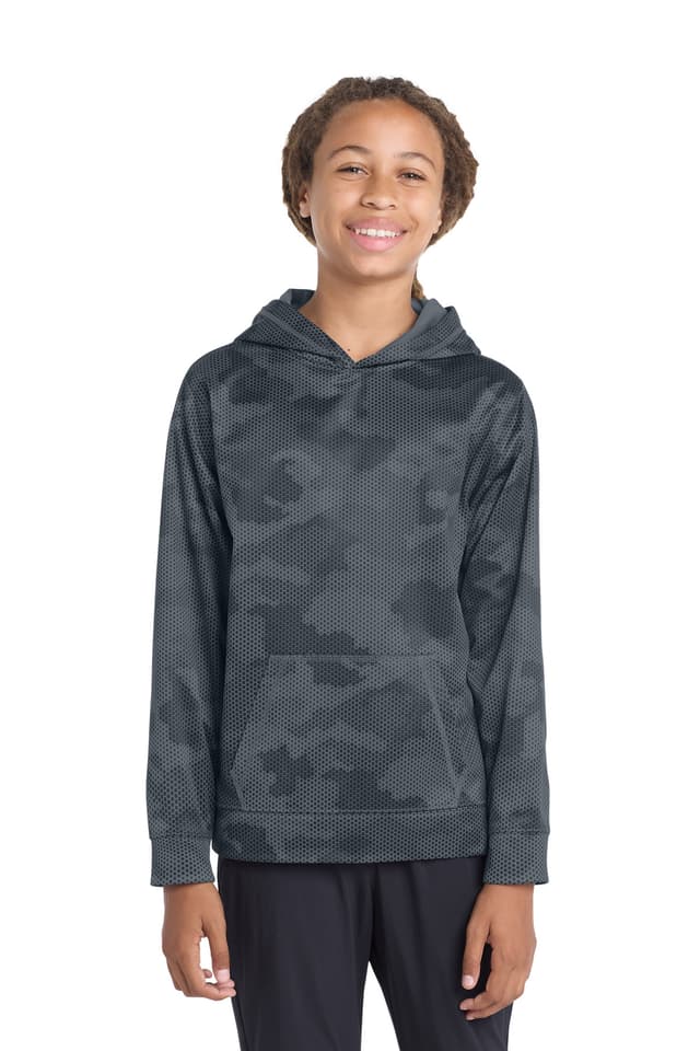 Sport-Tek ® Youth Sport-Wick ® CamoHex Fleece Hooded Pullover