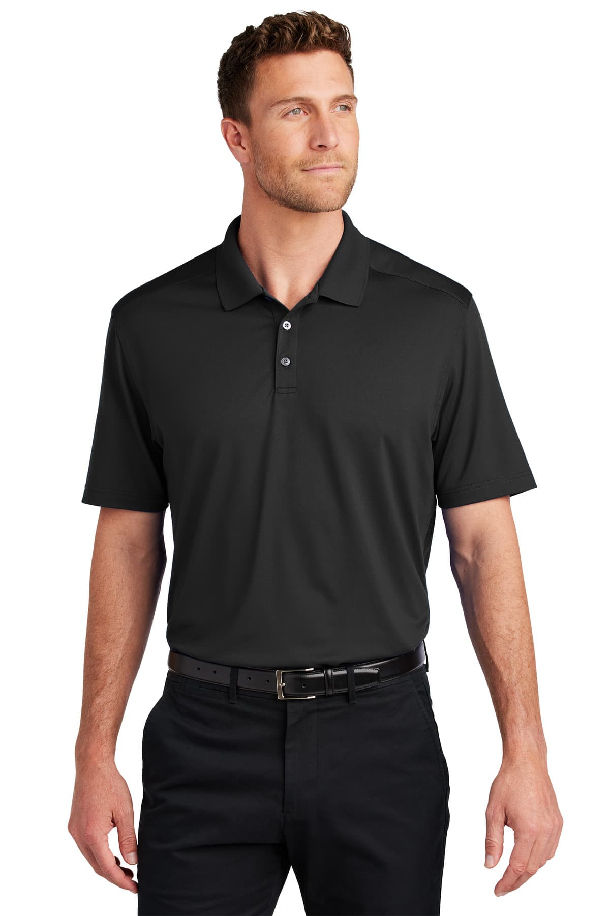 Port Authority ® City Stretch Flat Knit Polo — Black
