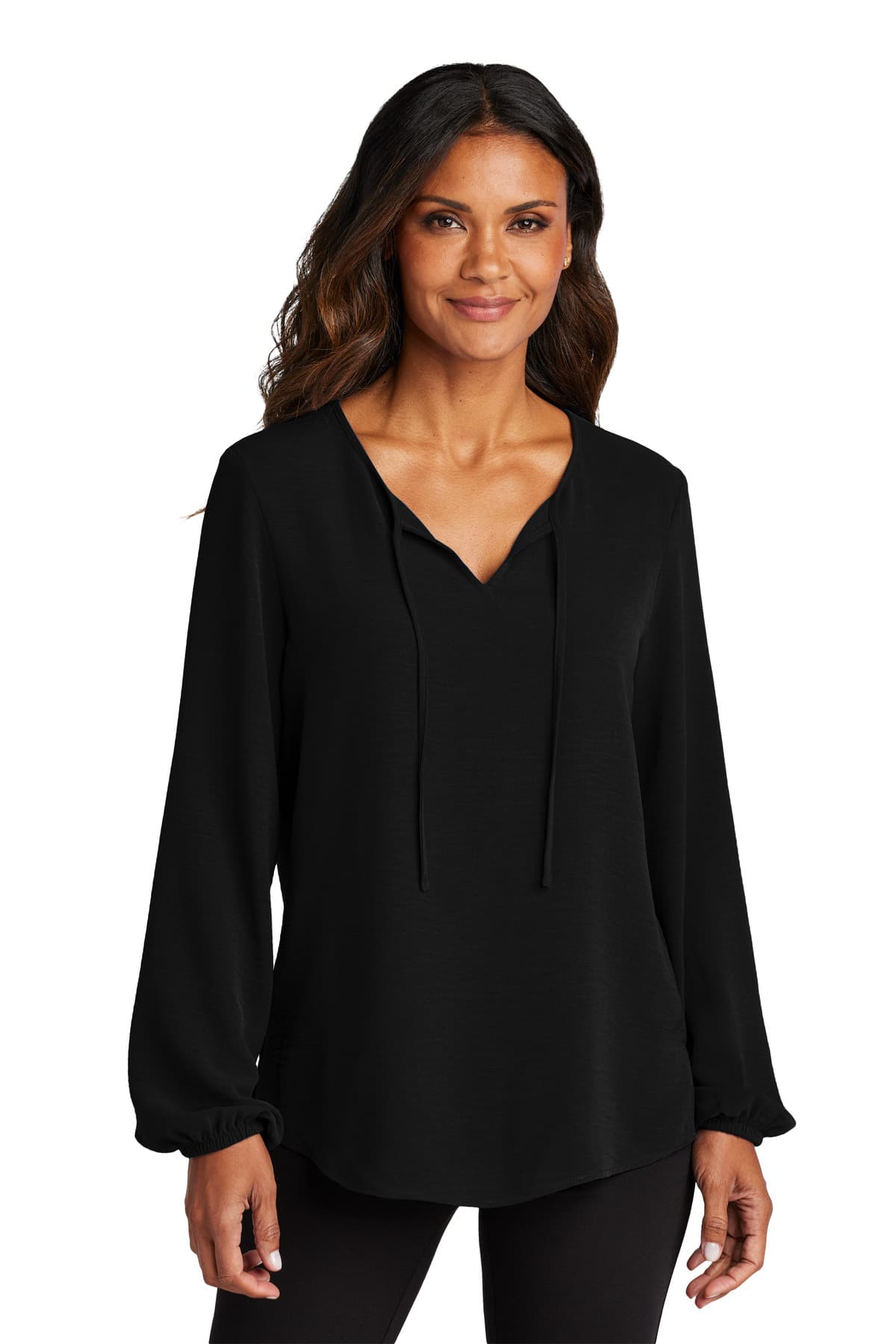Port Authority ® Women's Textured Crepe Blouse — Deep Black