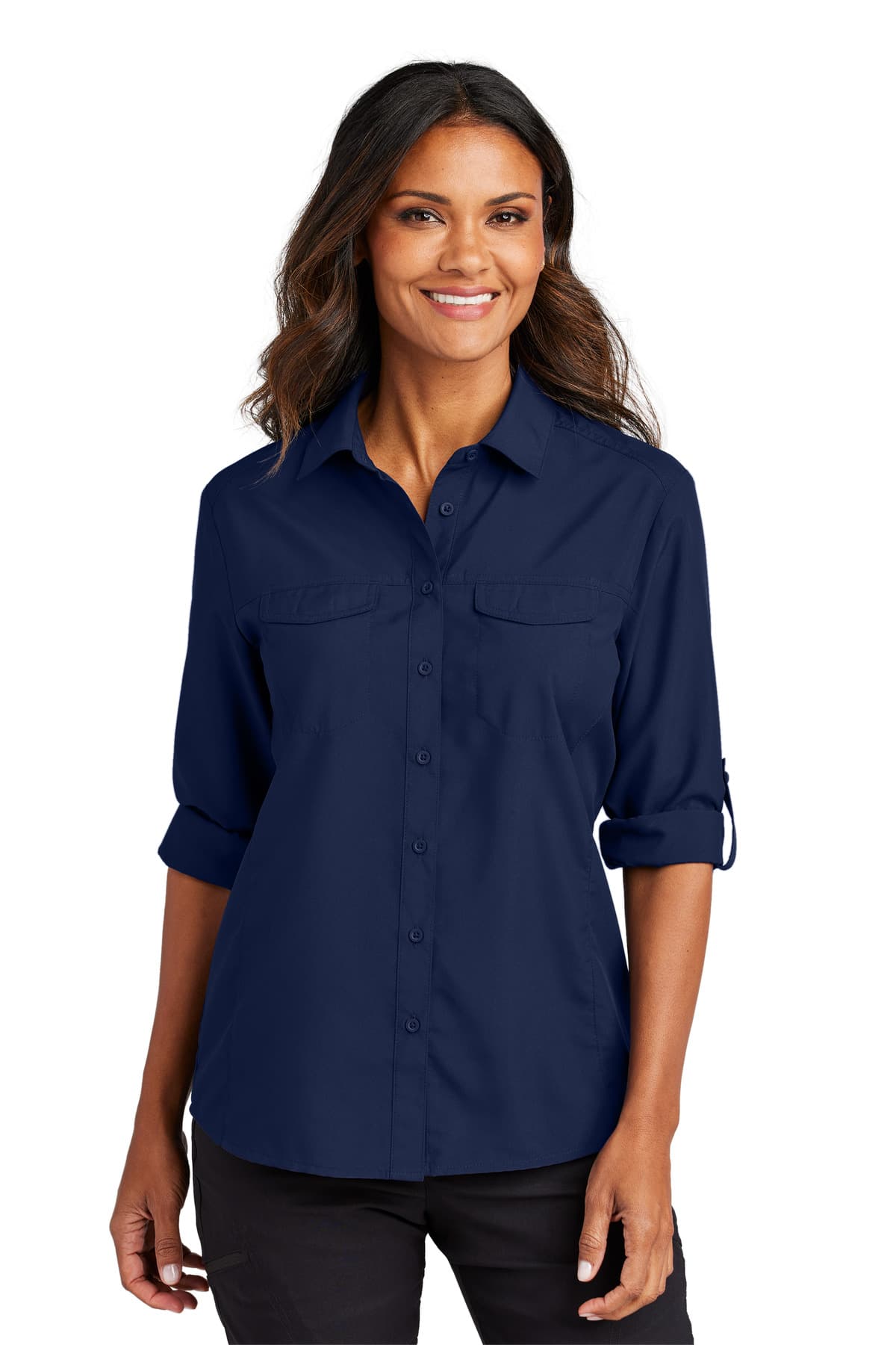 Port Authority ® Women's Long Sleeve UV Daybreak Shirt — True Navy