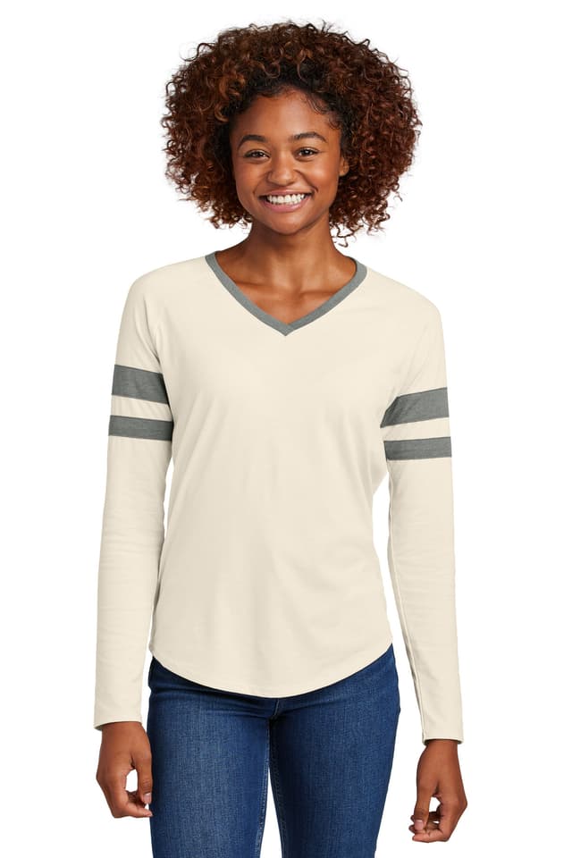 Sport-Tek ® Women's Halftime Stripe Long Sleeve V-Neck Tee