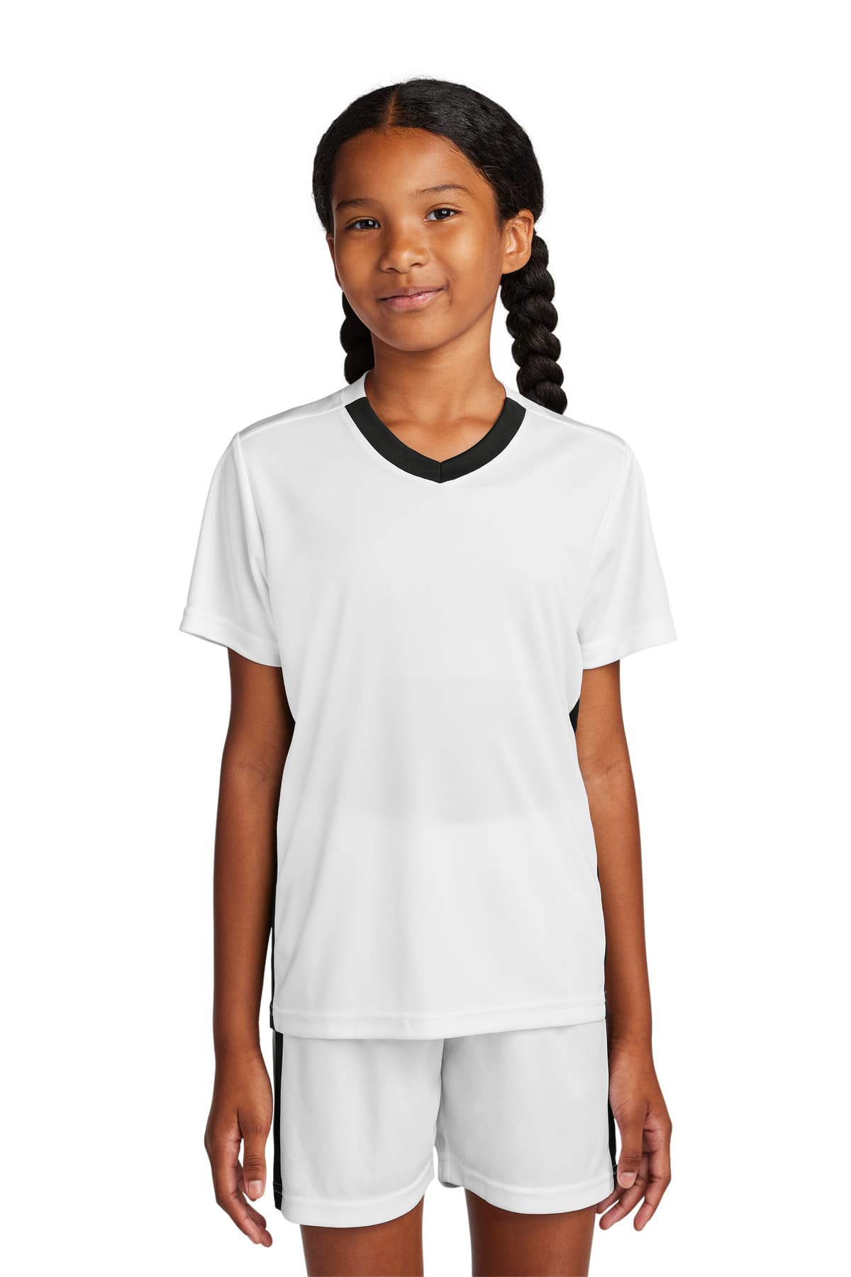 Sport-Tek ® Youth Competitor  United V-Neck — White/ Black