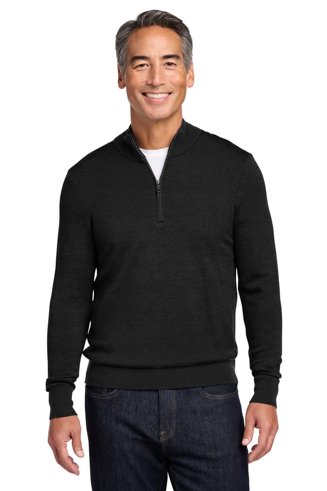 Brooks Brothers ® Washable Merino Birdseye 1/4-Zip Sweater