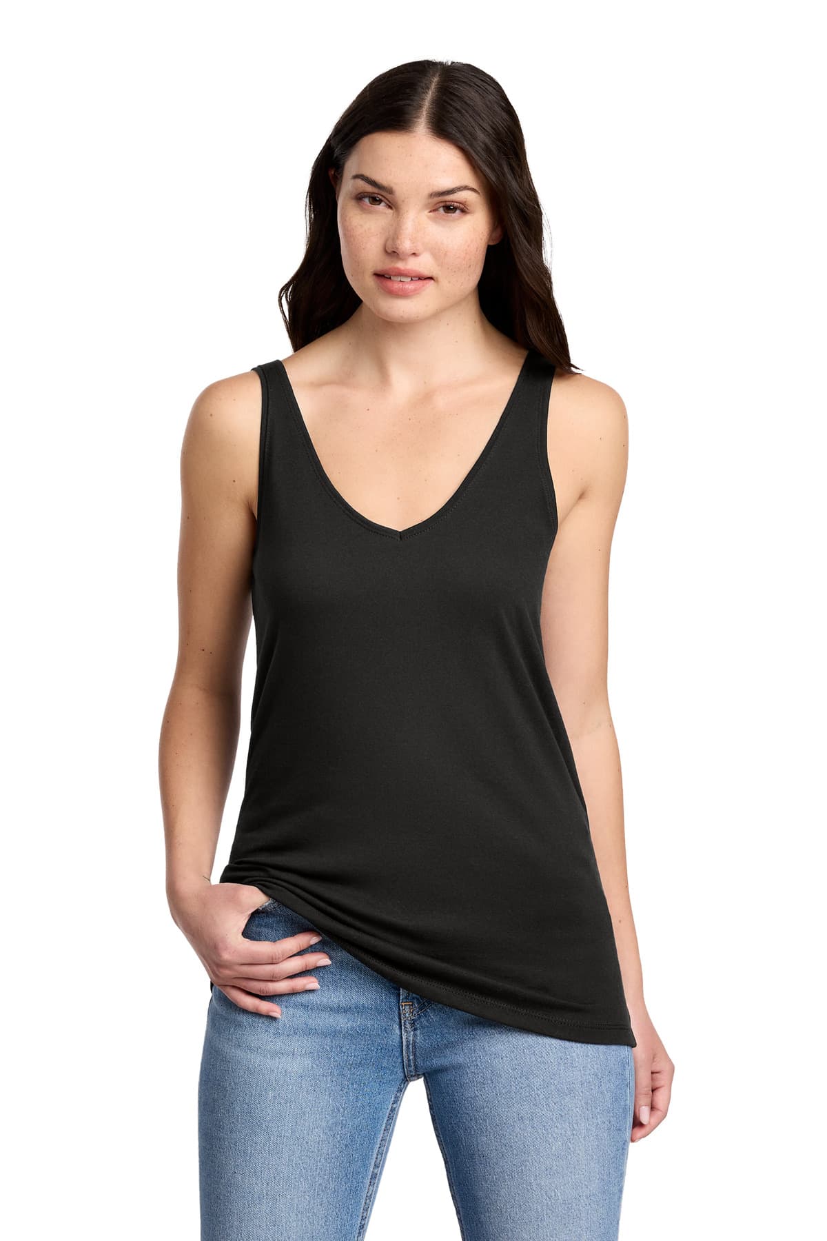 District ® Women's Perfect Blend ® CVC V-Neck Tank — Black