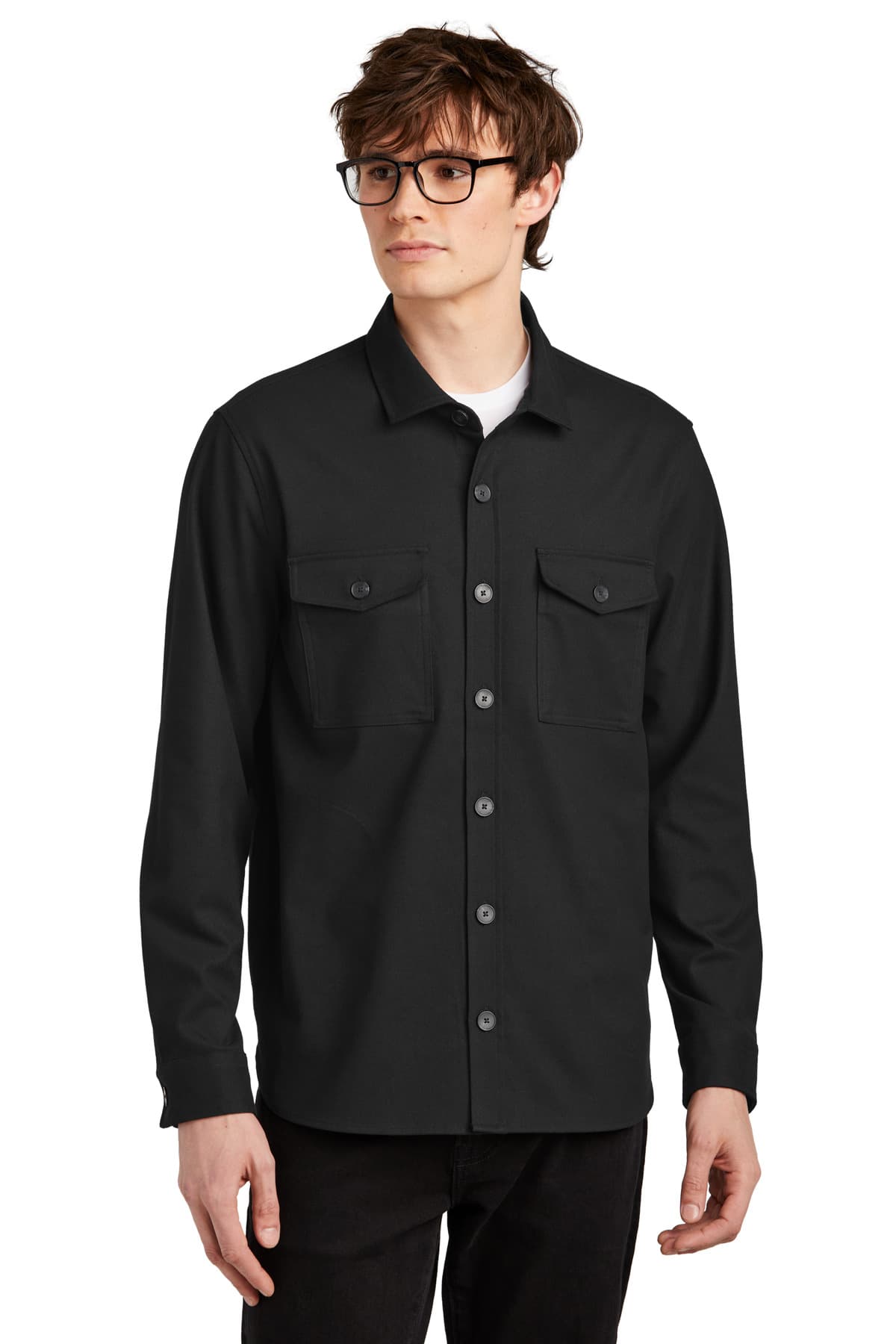 Mercer+Mettle ® Long Sleeve Twill Overshirt — Deep Black