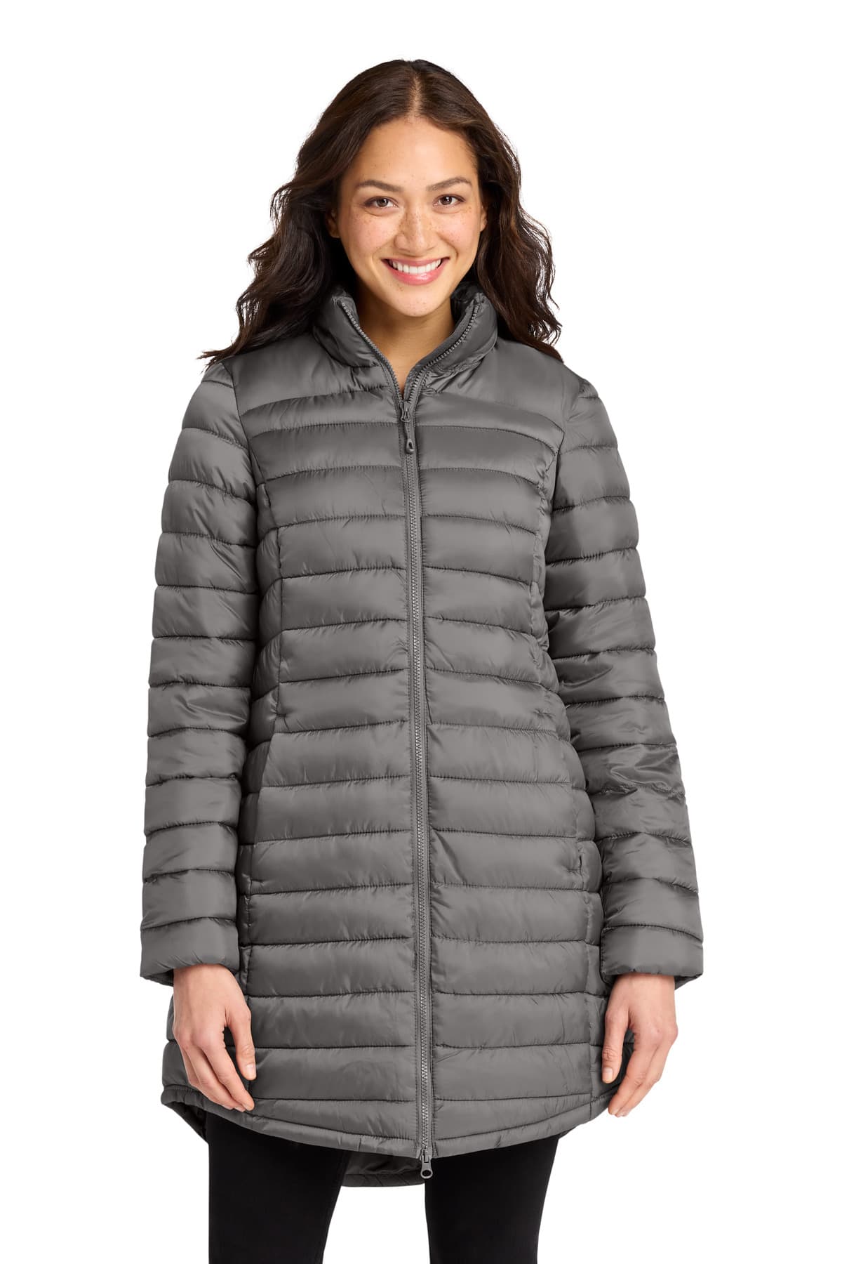 Port Authority ® Women's Horizon Puffy Long Jacket — Deep Smoke