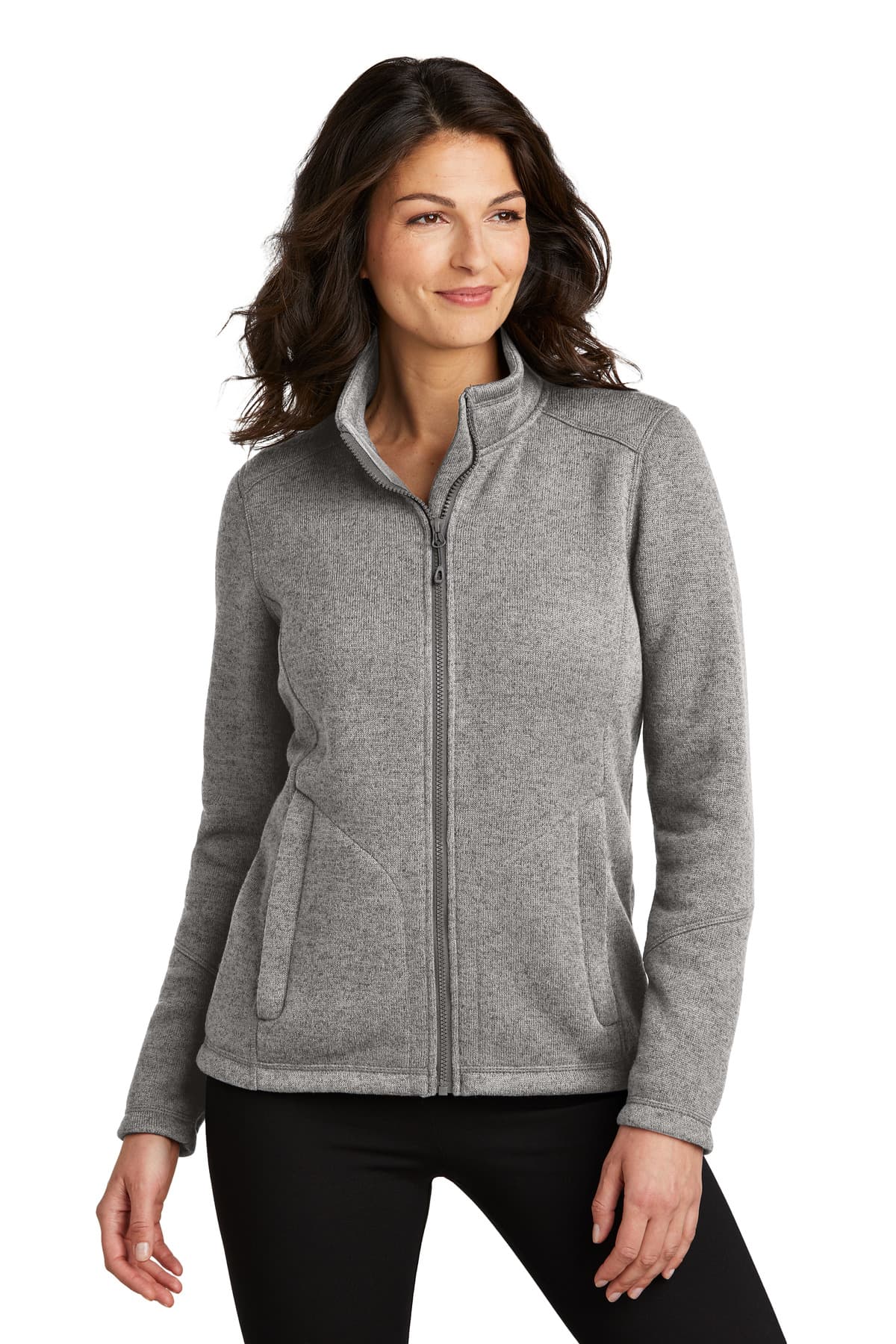 Port Authority ® Women's Arc Sweater Fleece Jacket — Deep Smoke Heather