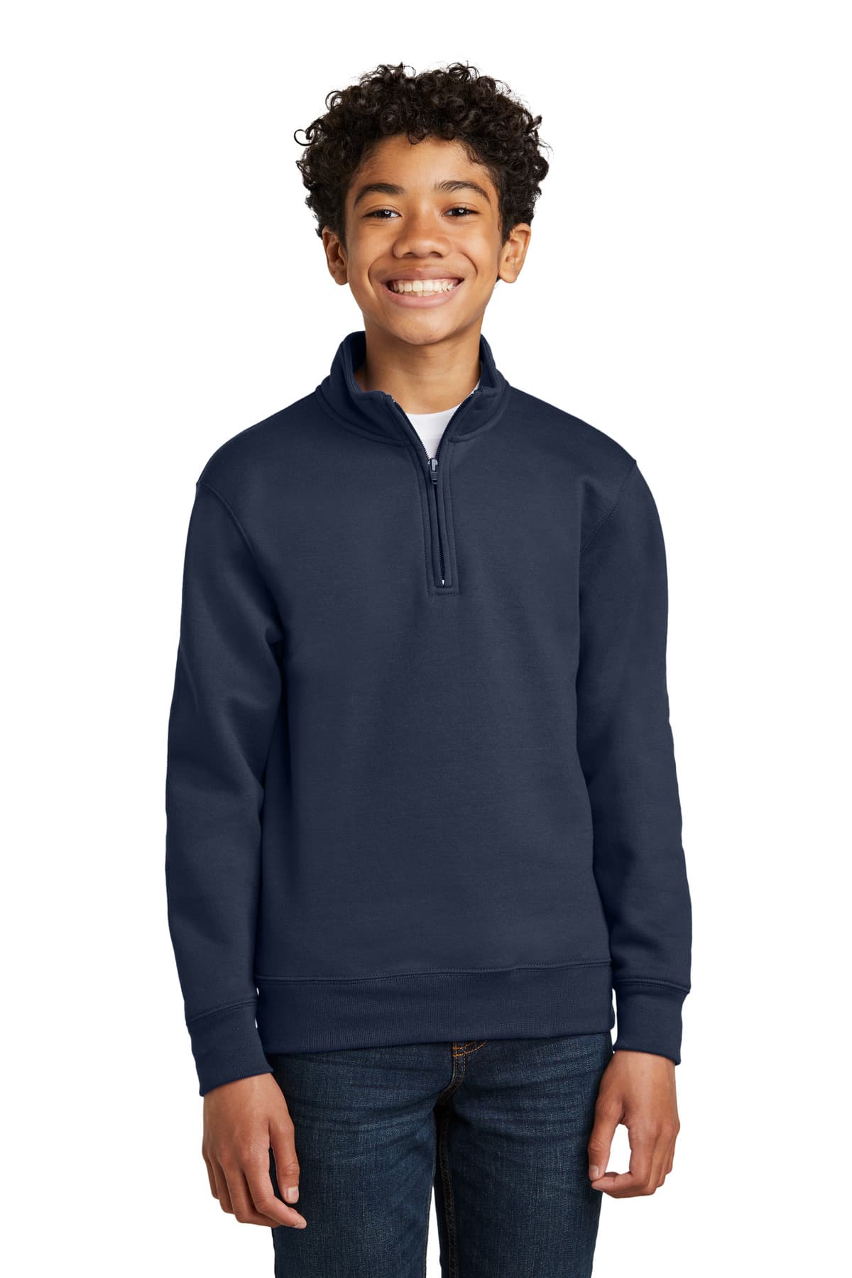 Port & Co  Youth Core Fleece 1/4-Zip Pullover Sweatshirt — Navy