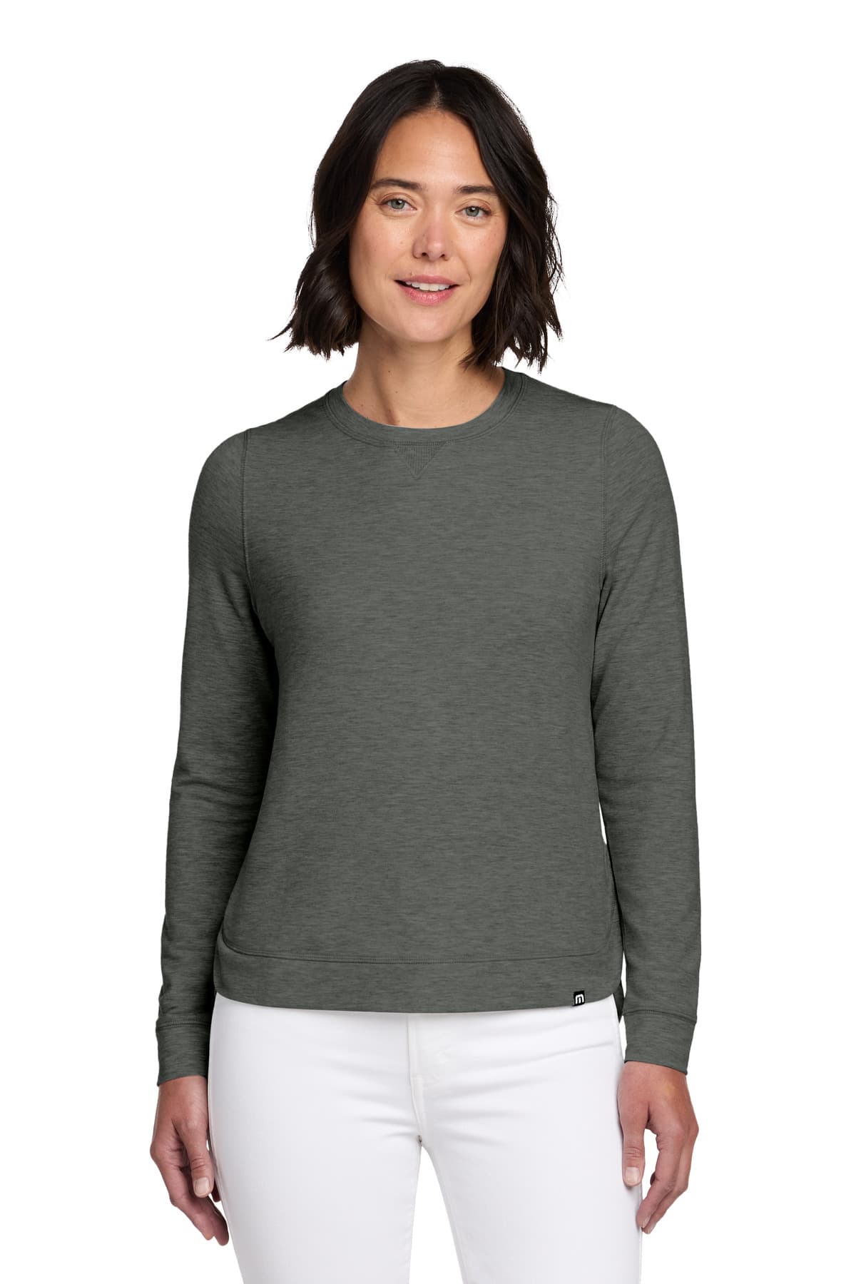 TravisMathew Women's Long Weekend Crew — Dark Grey Heather