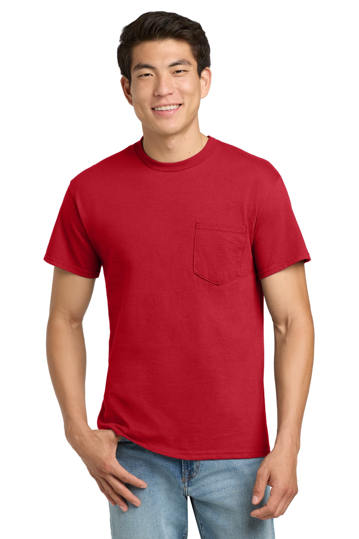 Gildan ® - Ultra Cotton ® 100% US Cotton T-Shirt with Pocket — Red