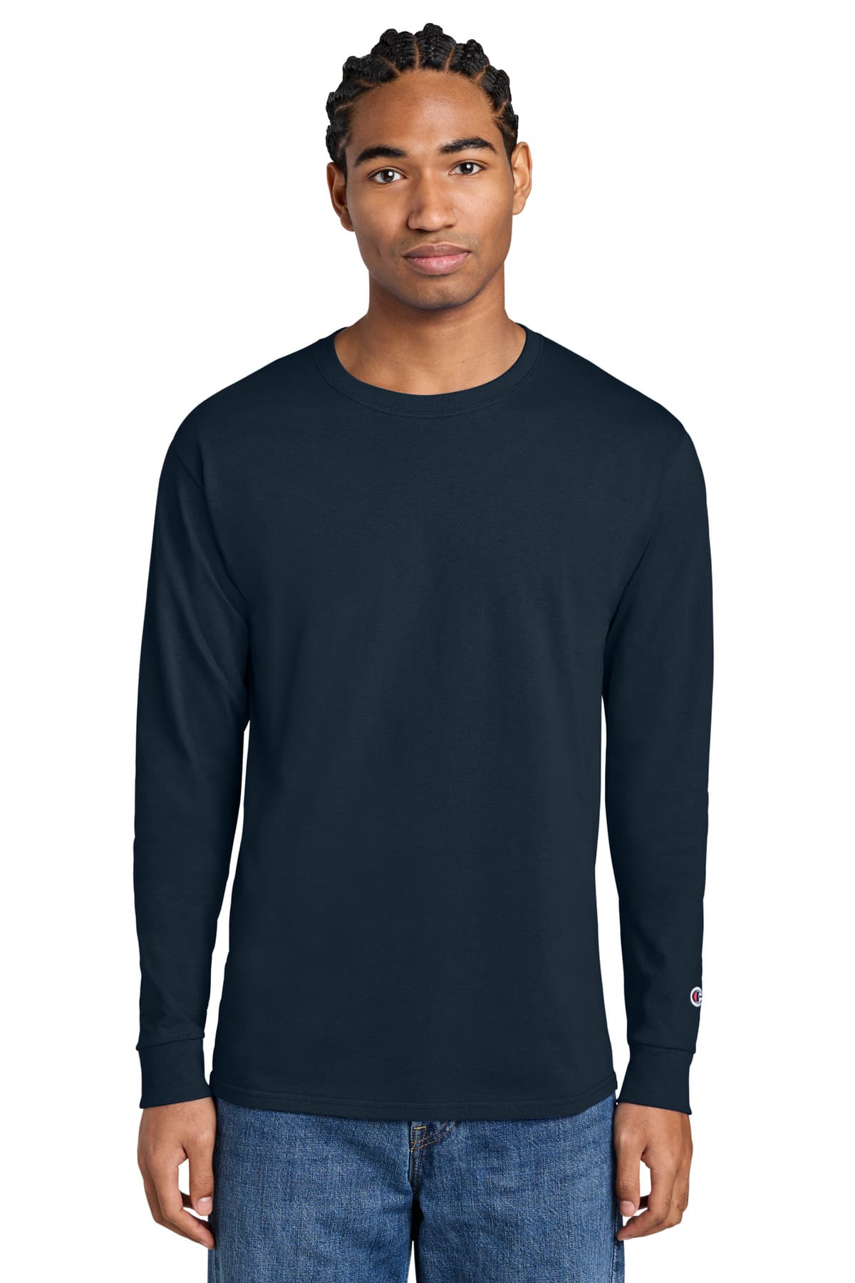 Champion ® Jersey Long Sleeve Tee — Navy