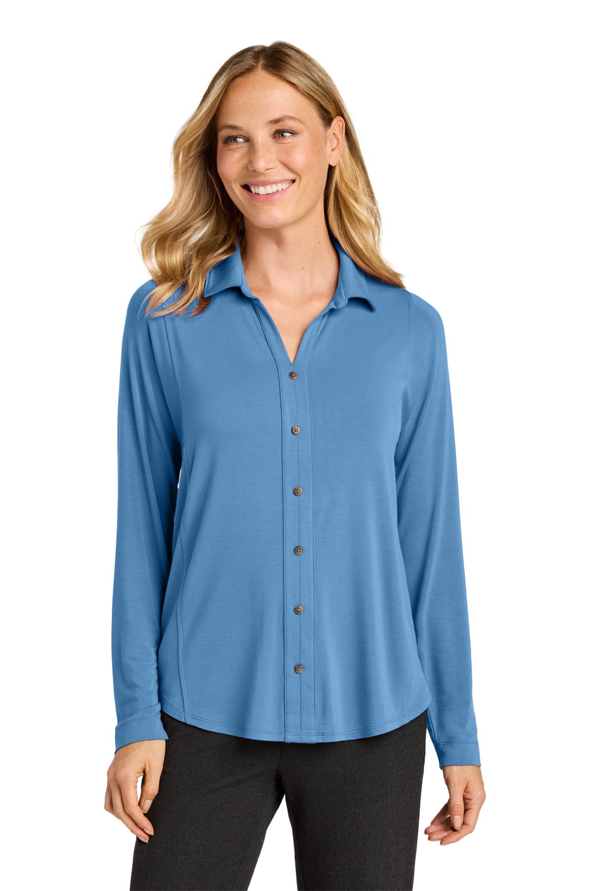 Port Authority ® Women's Luxe Knit Button Tunic — Carolina Blue