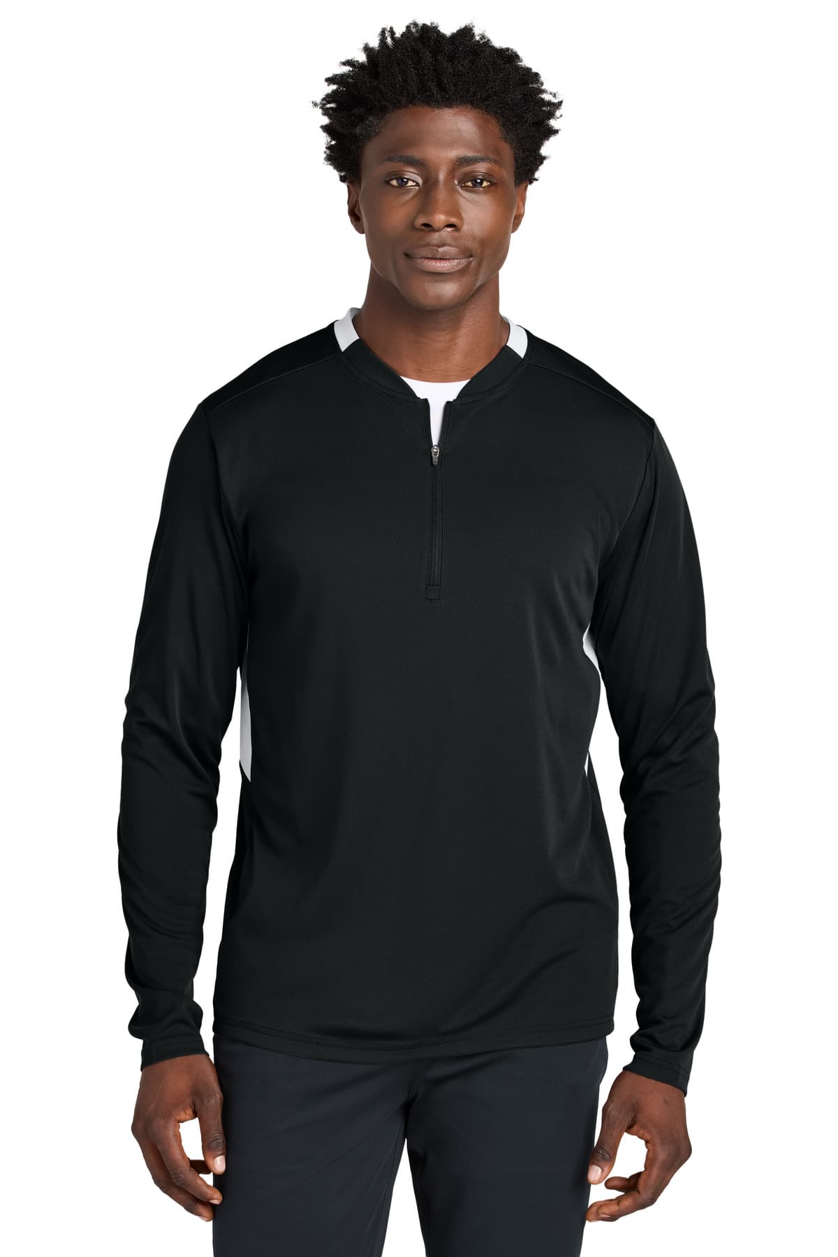 Sport-Tek ® Club 1/4-Zip Pullover — Black/ White
