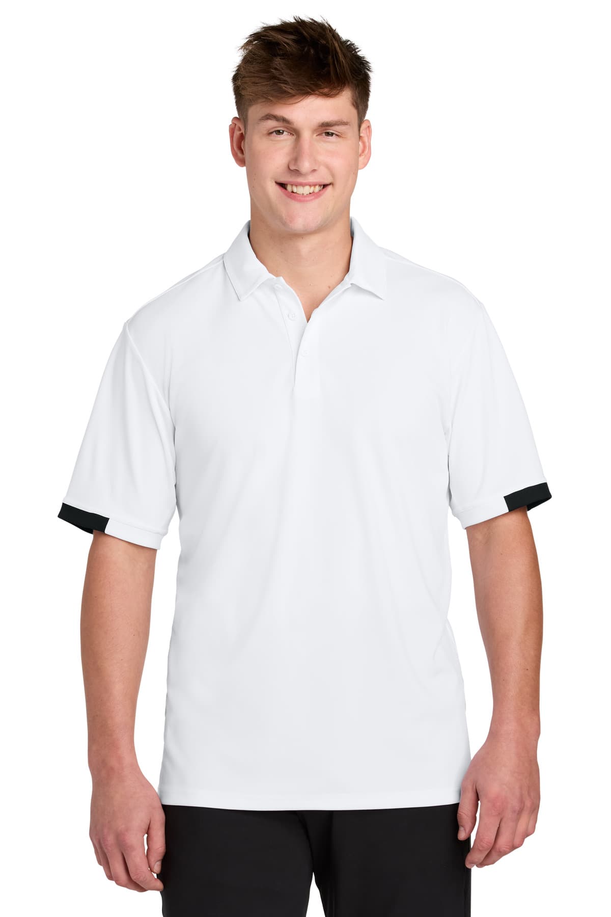 Sport-Tek ® Club Colorblock Polo — White/ Black