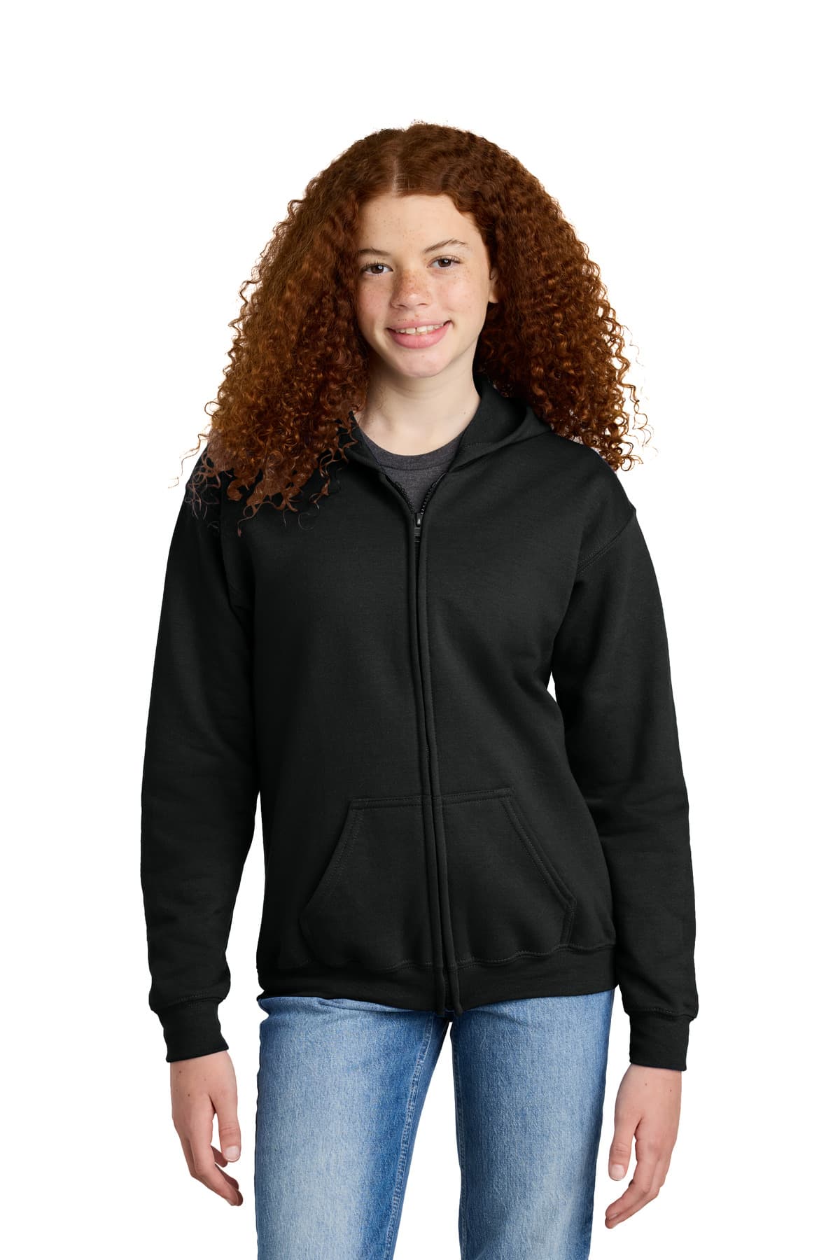Gildan ® Youth Heavy Blend  Full-Zip Hooded Sweatshirt — Black