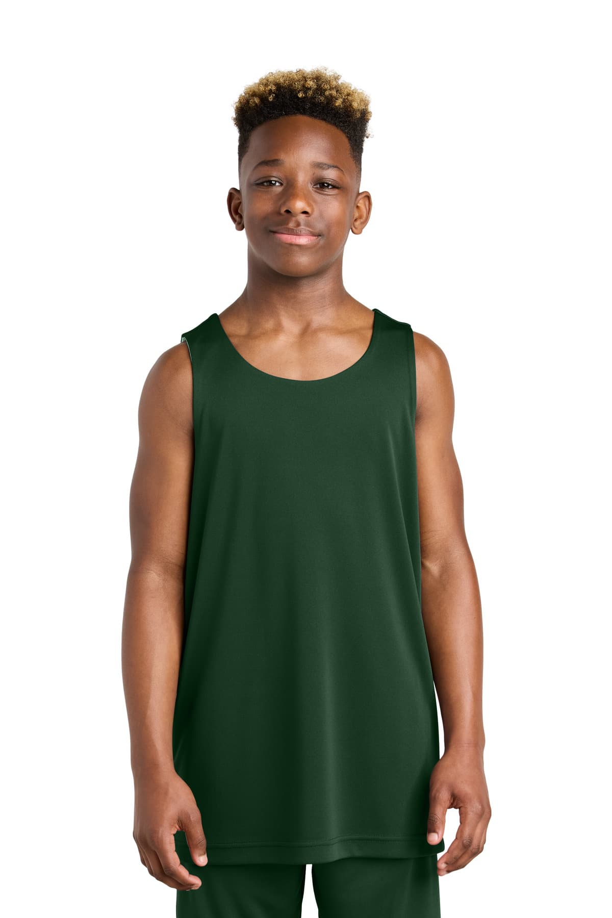Sport-Tek ® Youth PosiCharge ® Competitor  Rev Tank — Forest Green/ White