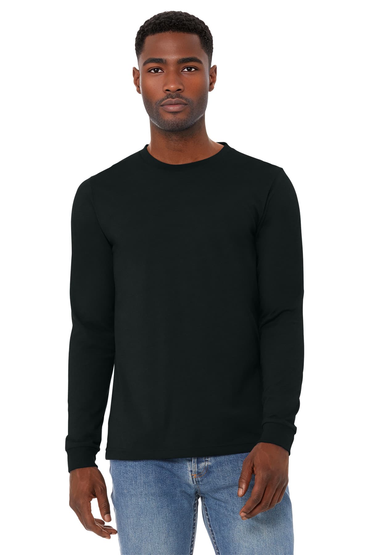 BELLA+CANVAS ® Unisex Heather CVC Long Sleeve Tee — Solid Black Blend