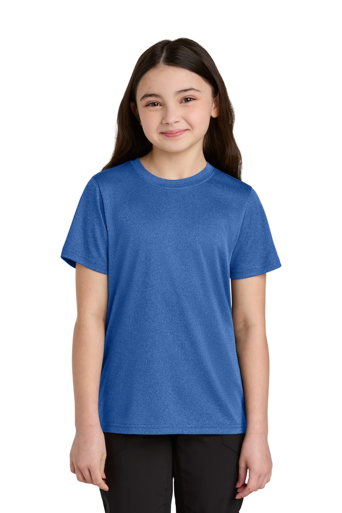 Port & Co  Youth Heather Performance Tee — True Royal Heather