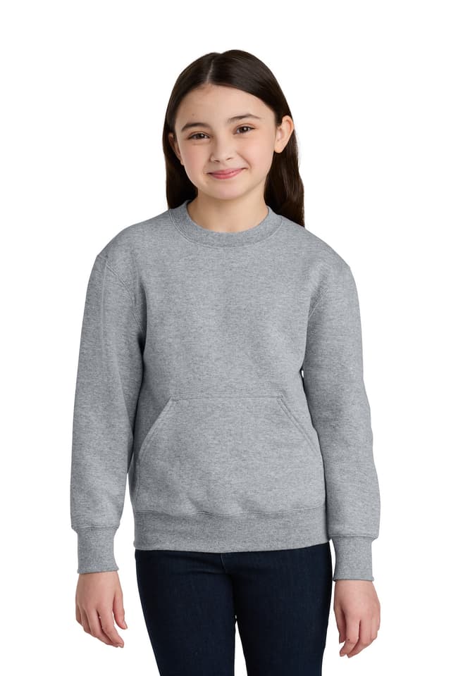 Port & Co  Youth Core Fleece Crewneck Pocket Sweatshirt