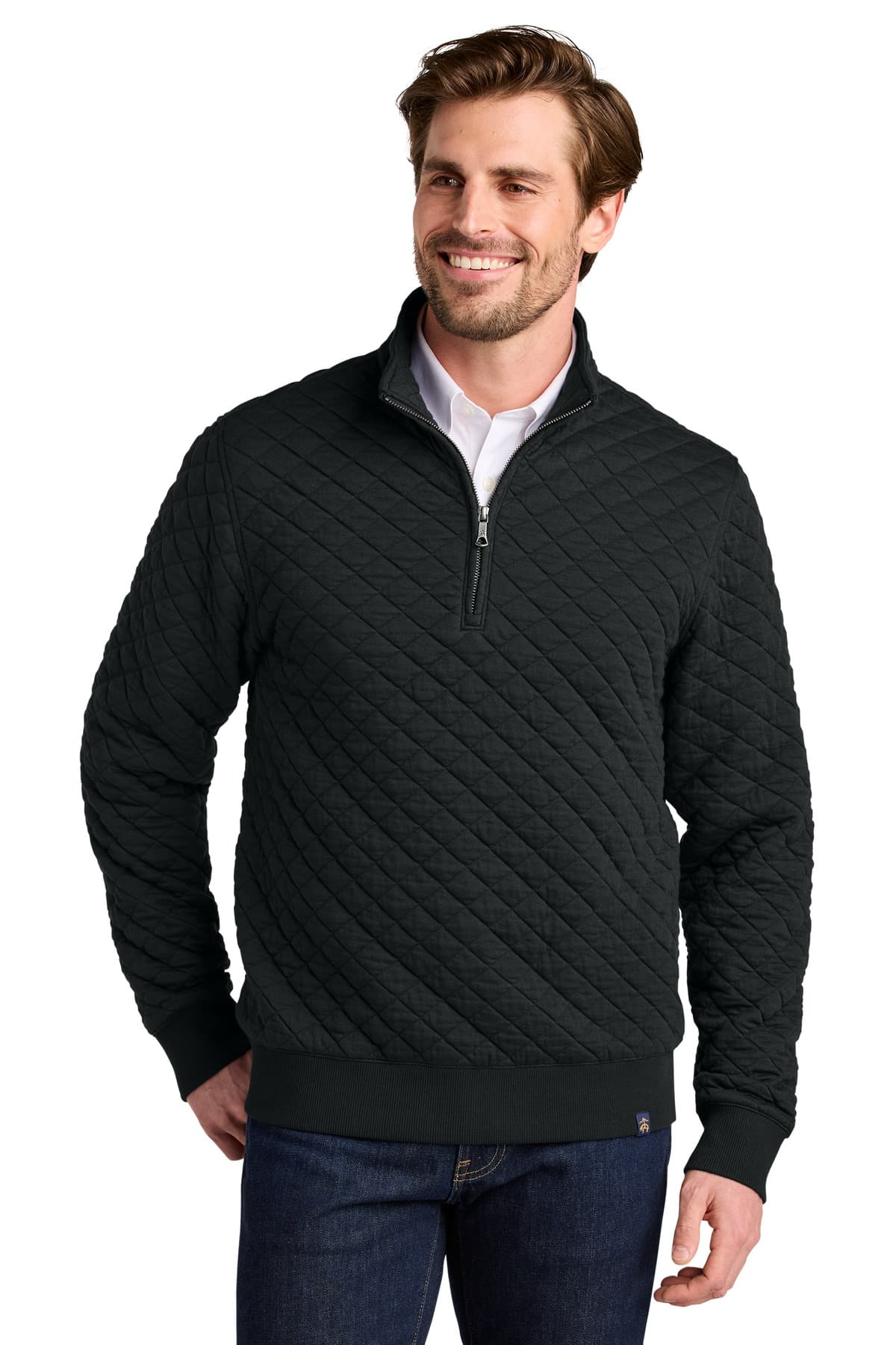 Brooks Brothers ® Diamond Quilt 1/4-Zip — Deep Black