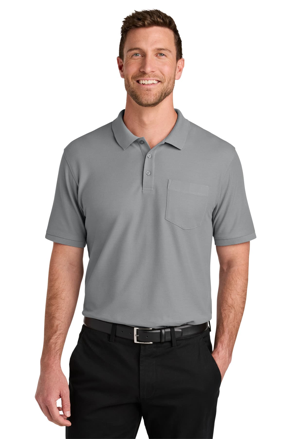 Port Authority ® Wearever Signature Pique Pocket Polo — Gusty Grey