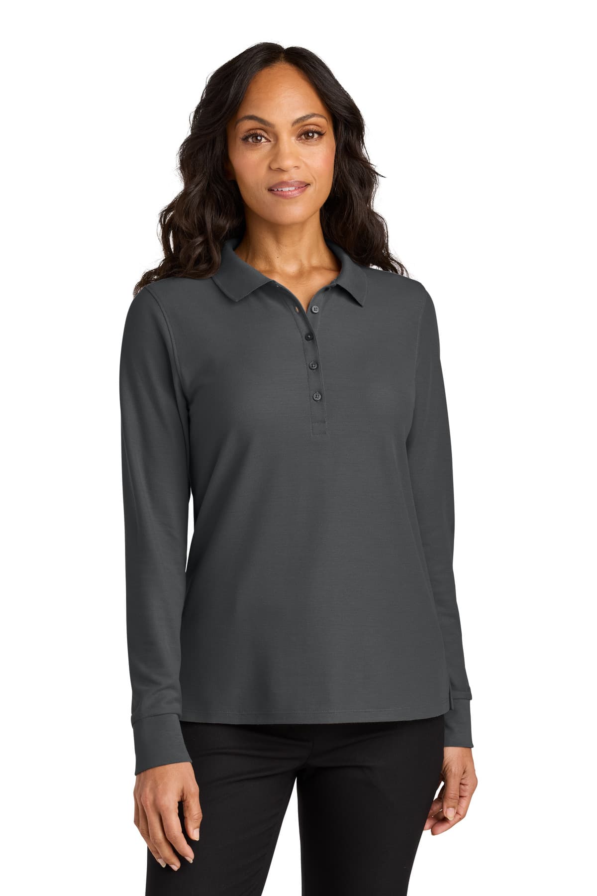 Port Authority ® Women's Wearever Signature Pique Long Sleeve Polo — Storm Grey