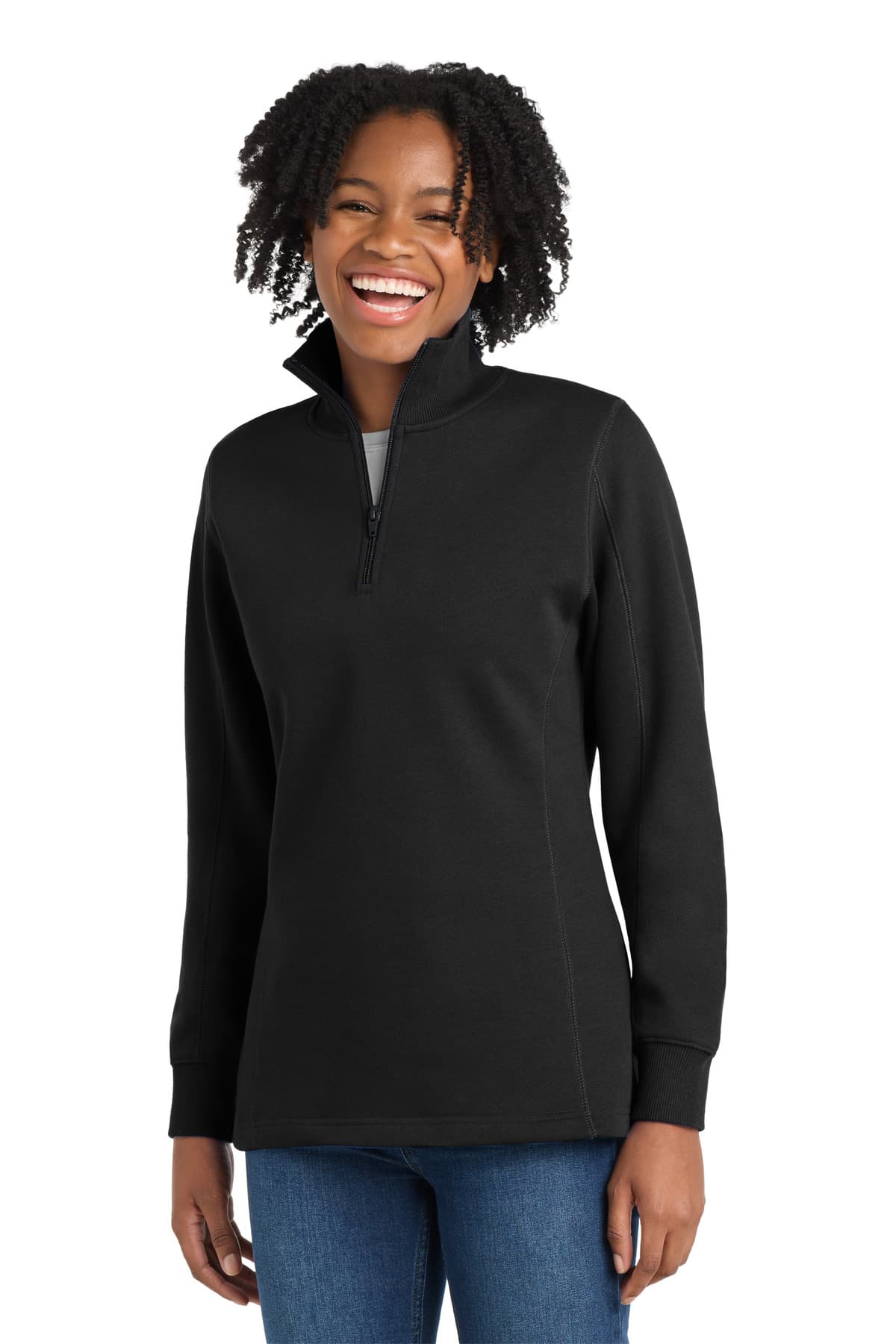 Sport-Tek ® Women's 1/4-Zip Sweatshirt — Black