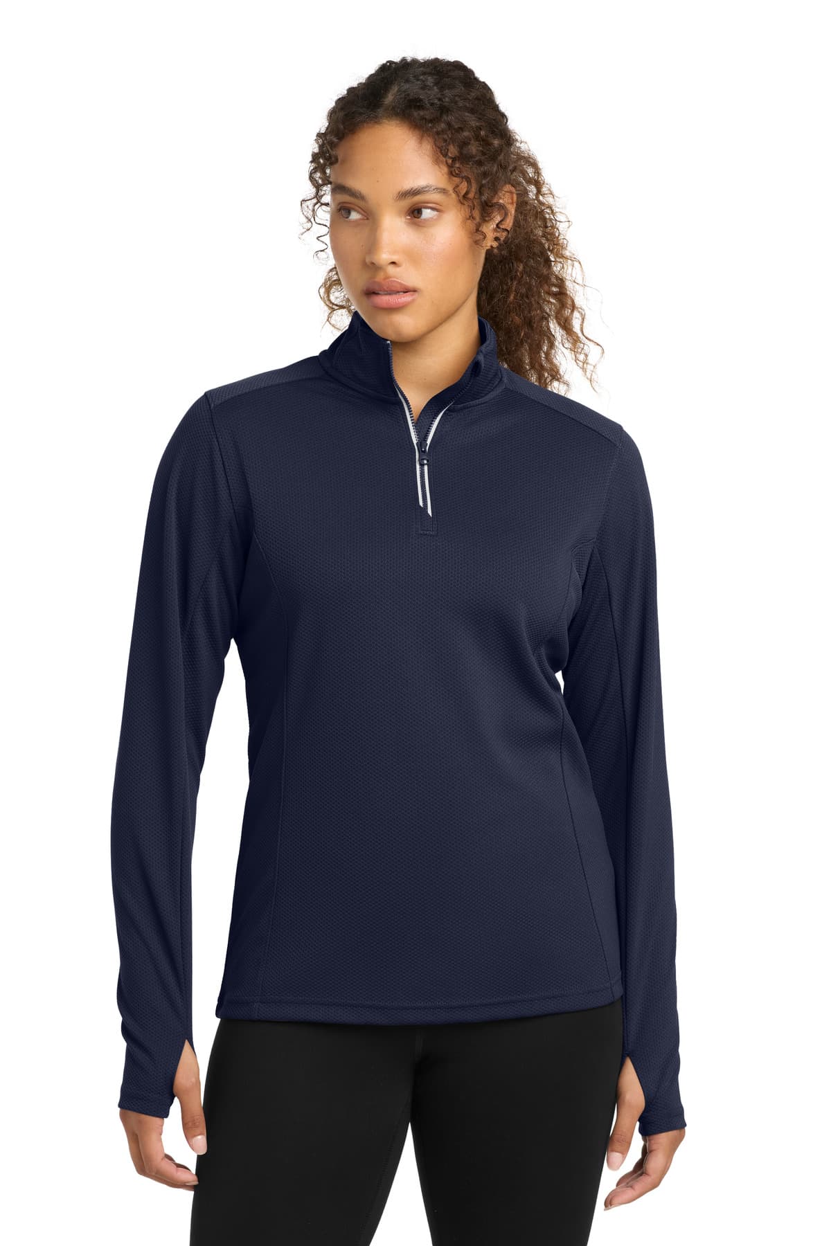 Sport-Tek ® Women's Sport-Wick ® Textured 1/4-Zip Pullover — True Navy
