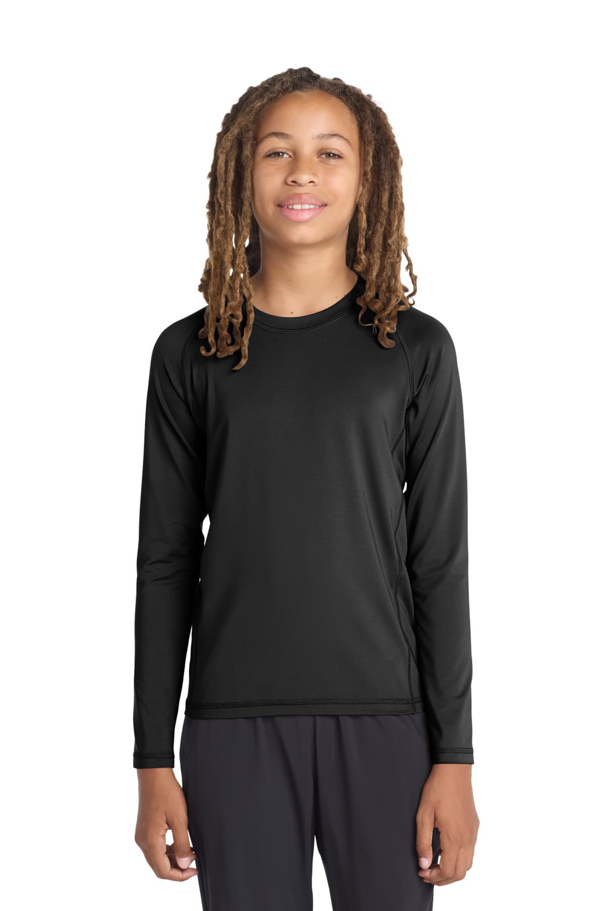 Sport-Tek ® Youth Long Sleeve Rashguard Tee — Black