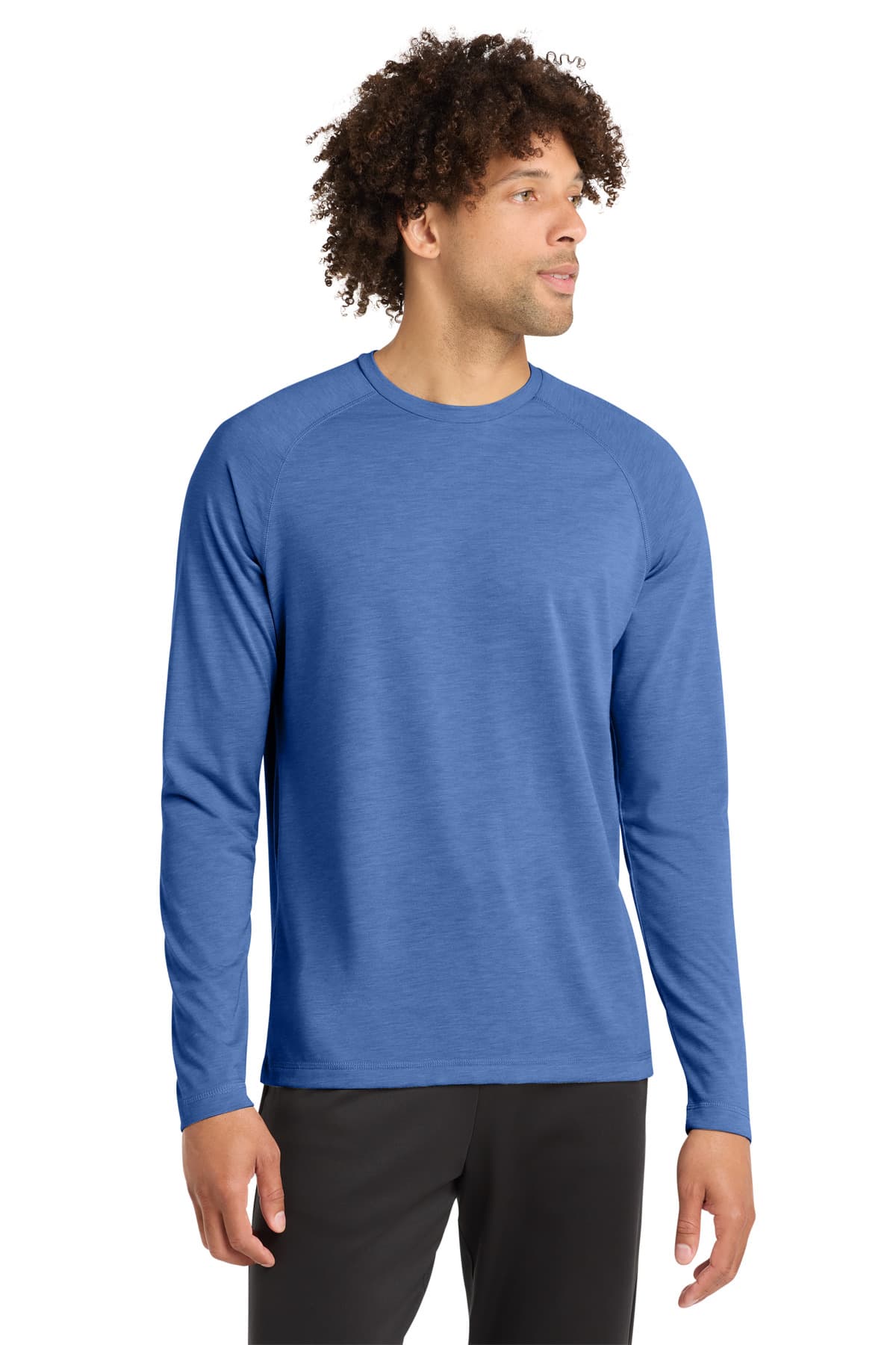 Sport-Tek ® PosiCharge ® Long Sleeve Tri-Blend Wicking Raglan Tee — True Royal Heather