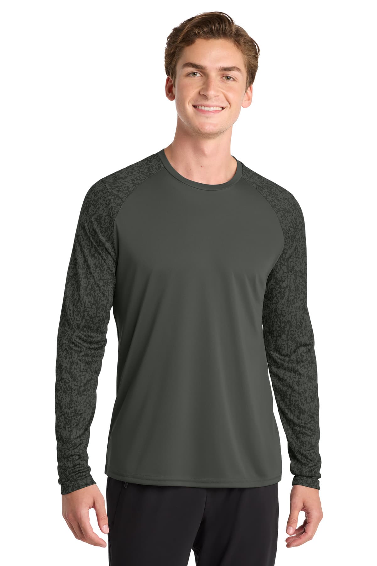 Sport-Tek ® Long Sleeve Digi Camo Tee — Black